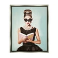 thumbnail image 1 of Stupell Industries Fashion Girl Reading Literature & Flim Painting Gray Floater Framed Canvas Art Print Wall Art, 25 x 31, 1 of 10