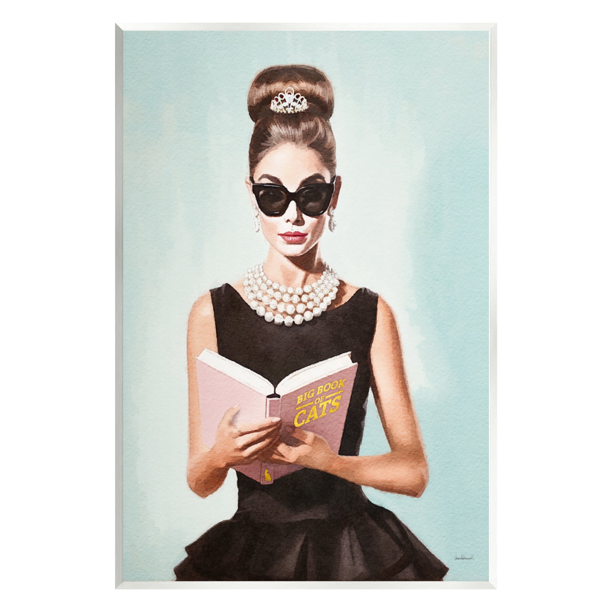 Stupell Industries Fashion Girl Reading Literature & Flim Painting Unframed Art Print Wall Art, 13 x 19