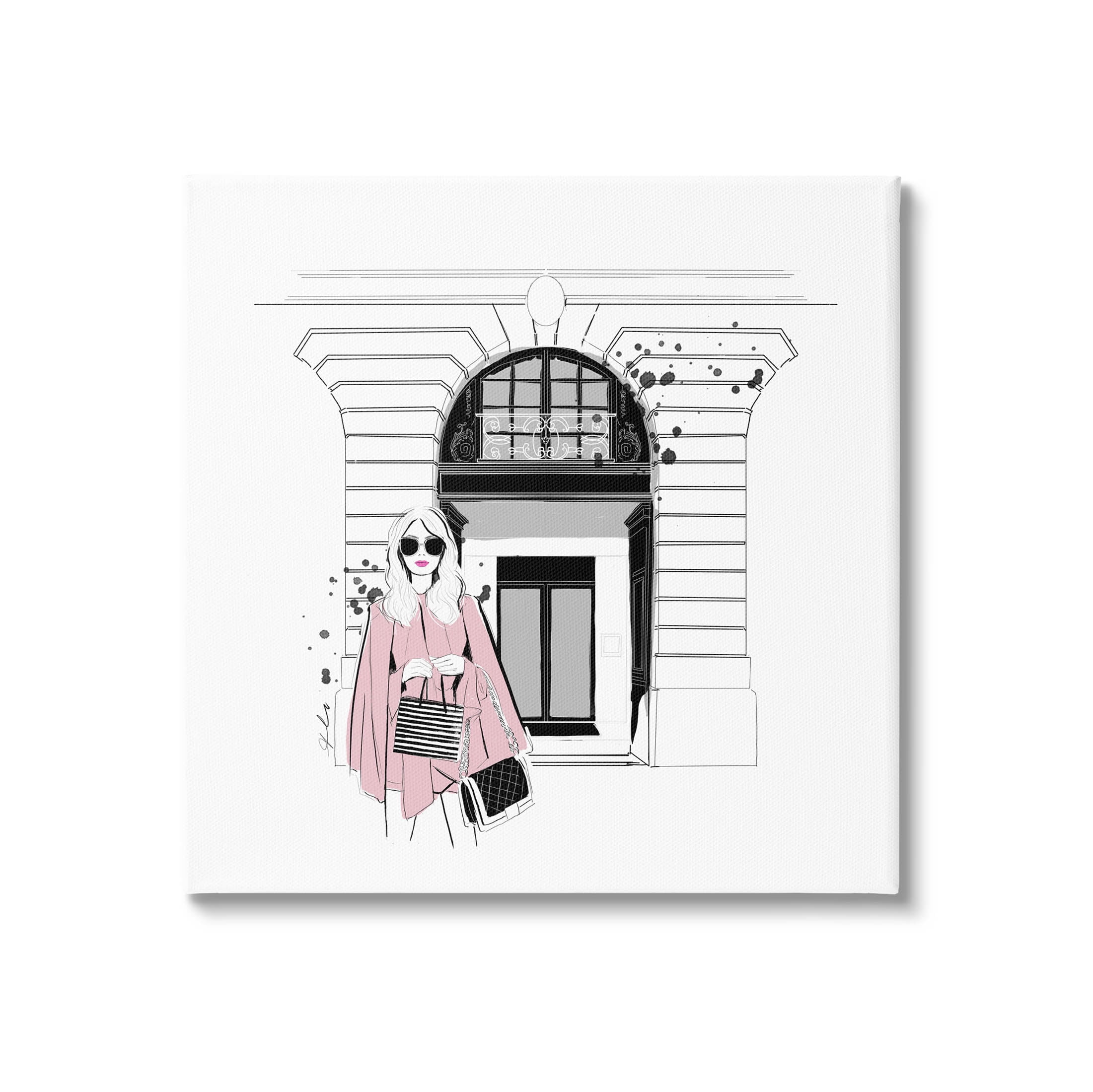 Stupell Industries Fashion Girl Town Storefront Graphic Art Gallery Wrapped Canvas Print Wall Art, Design by Alison Petrie