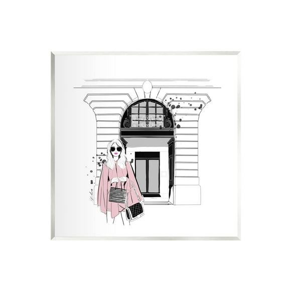 Stupell Industries Fashion Girl Town Storefront Graphic Art Unframed Art Print Wall Art, Design by Alison Petrie