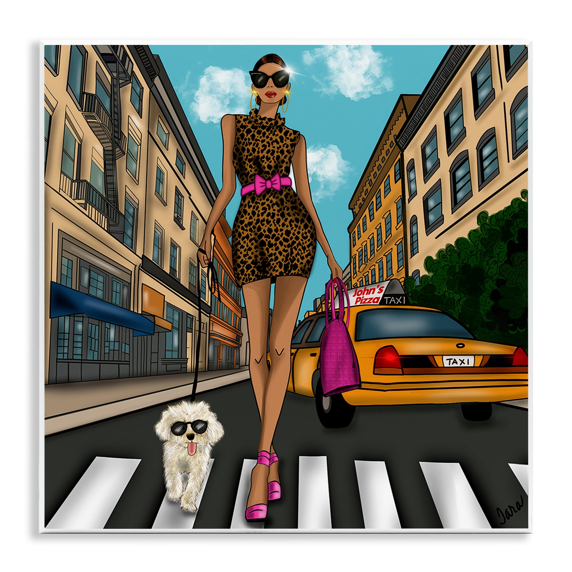 Stupell Industries Fashion Girl in Big City Wall Plaque Art, design by Tara Boone
