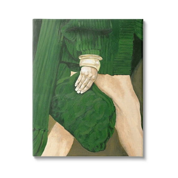 Stupell Industries Fashion Girl in Green Beauty & Fashion Painting Gallery Wrapped Canvas Art Print Wall Art, 24 x 30