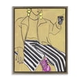 thumbnail image 1 of Stupell Industries Art Deco Fashion Girl in Stripes Brown Floating Frame Canvas Art, 25 x 31, by Melissa Wang, 1 of 8