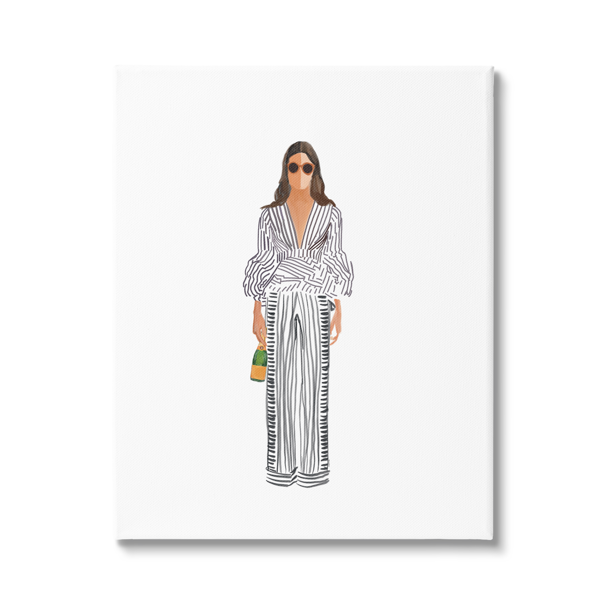 Stupell Industries Fashion Girl with Champagne Food & Beverage Painting Gallery Wrapped Canvas Print Wall Art, 24 x 30