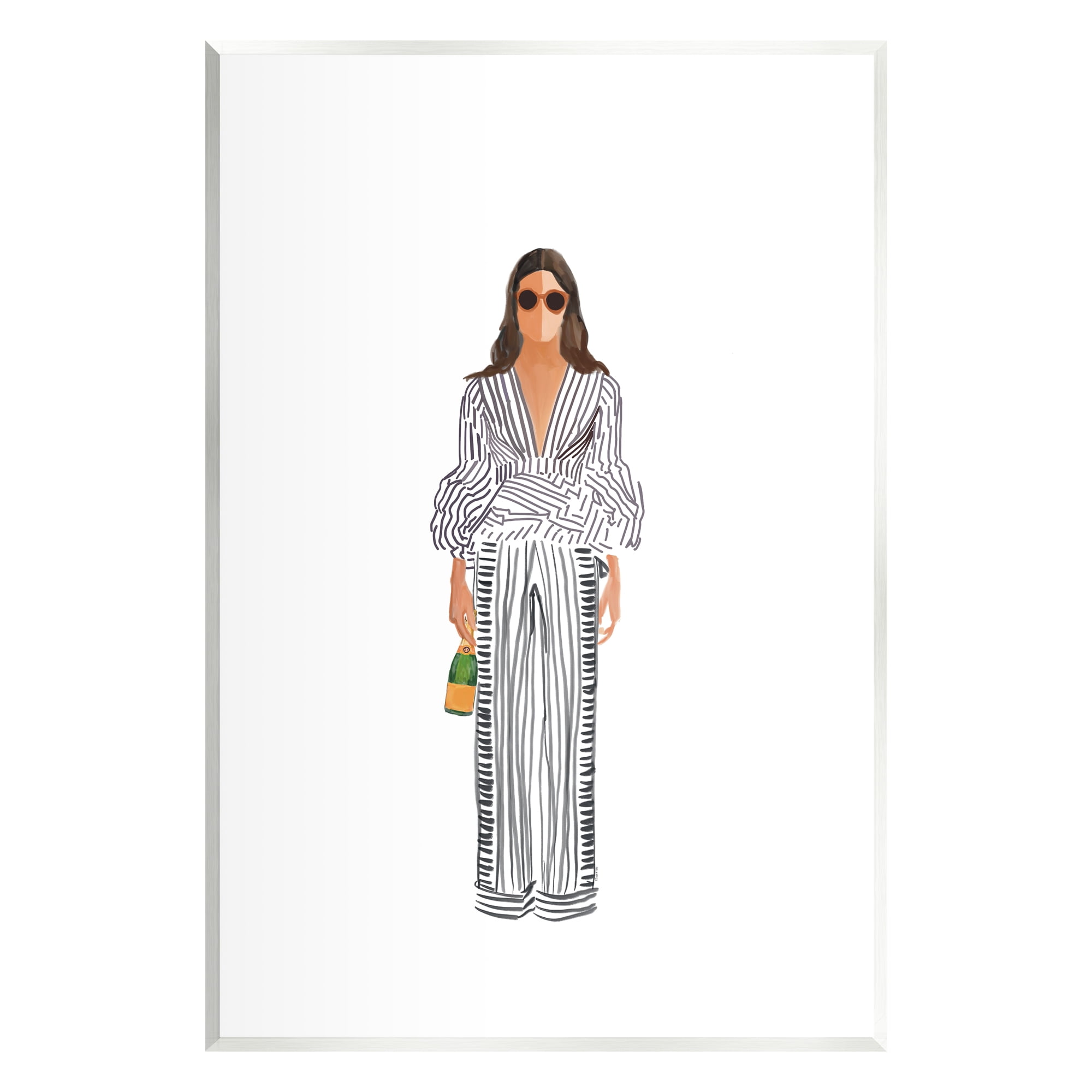 Stupell Industries Fashion Girl with Champagne Food & Beverage Painting Unframed Art Print Wall Art, 10 x 15