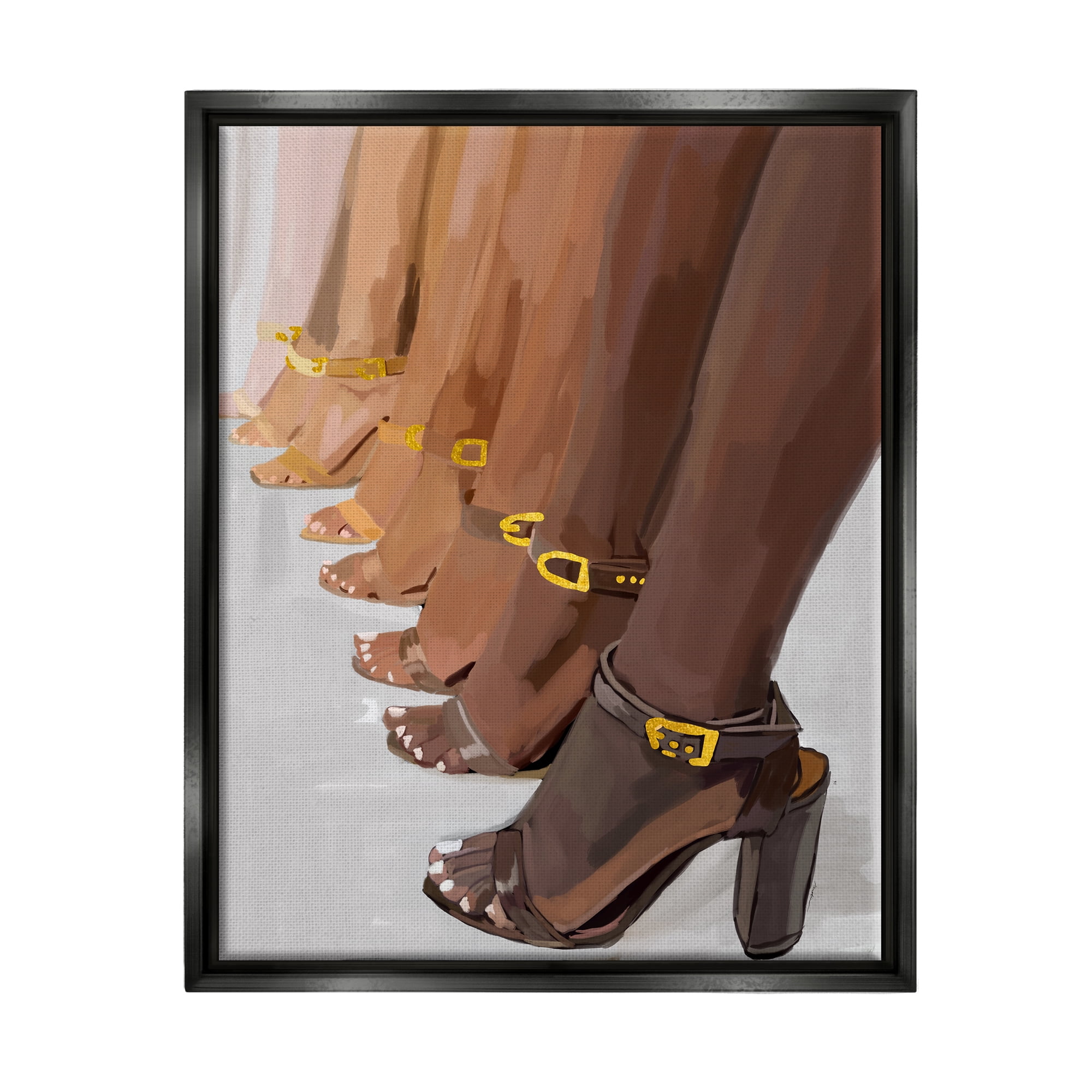 Stupell Industries Fashion Girls Heels Beauty & Fashion Painting Black Floater Framed Canvas Art Print Wall Art, 17 x 21
