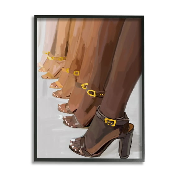 Stupell Industries Fashion Girls Heels Beauty & Fashion Painting Black Framed Art Print Wall Art, 16 x 20