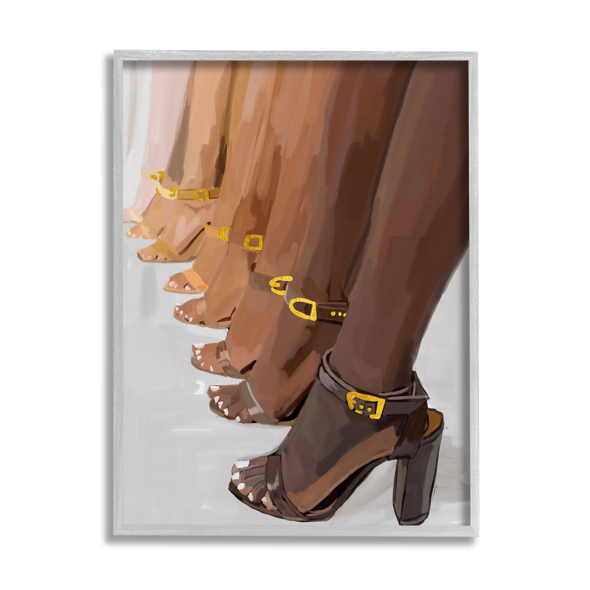 Stupell Industries Fashion Girls Heels Beauty & Fashion Painting Gray Framed Art Print Wall Art, 16 x 20