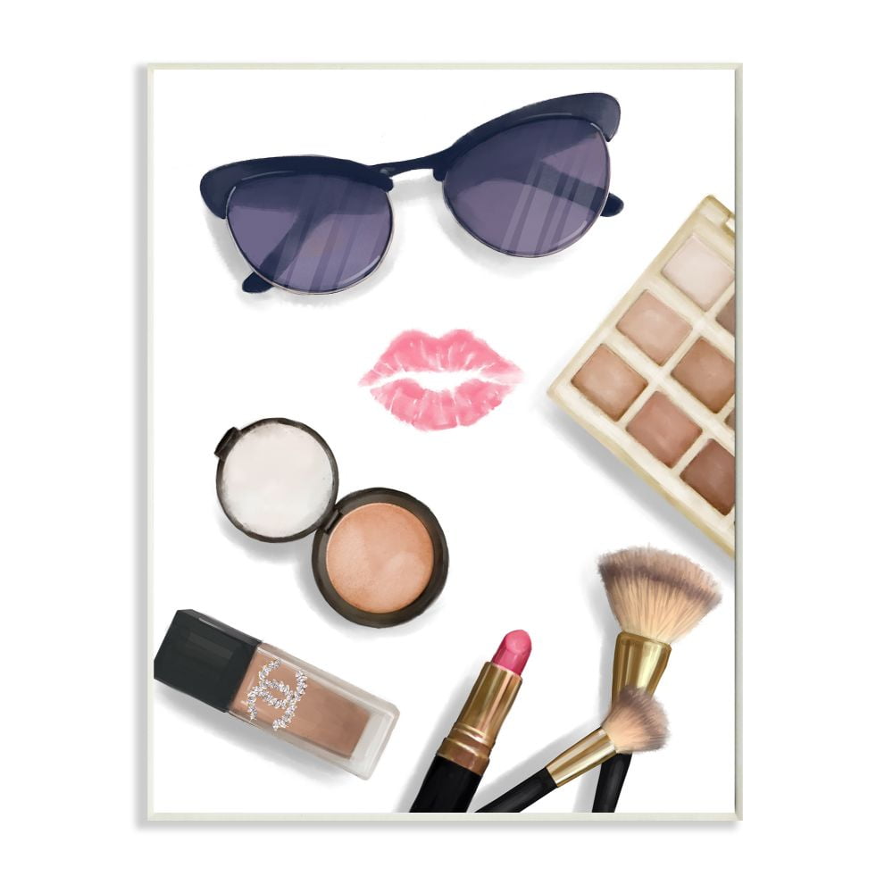 Stupell Industries Fashion Glam Accessories and Cosmetics Lipstick Kiss Wall Plaque Design by Ziwei Li