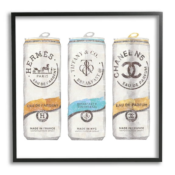 Stupell Industries Fashion Glam Brand Beverage Cans Graphic Art Black Framed Art Print Wall Art, Design by Ziwei Li