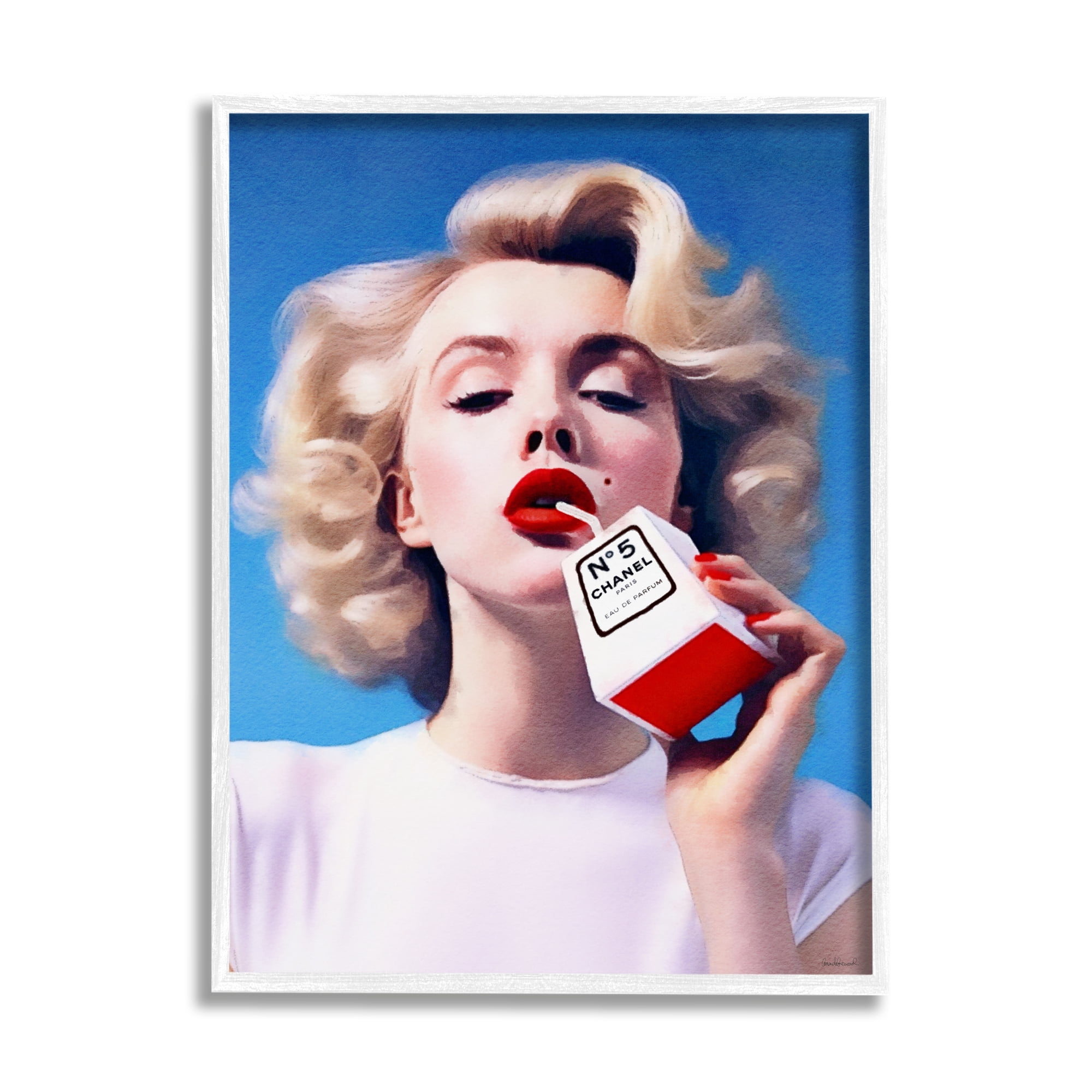 Stupell Industries Fashion Glam Girl Portrait Beauty & Fashion Painting White Framed Art Print Wall Art, 11 x 14