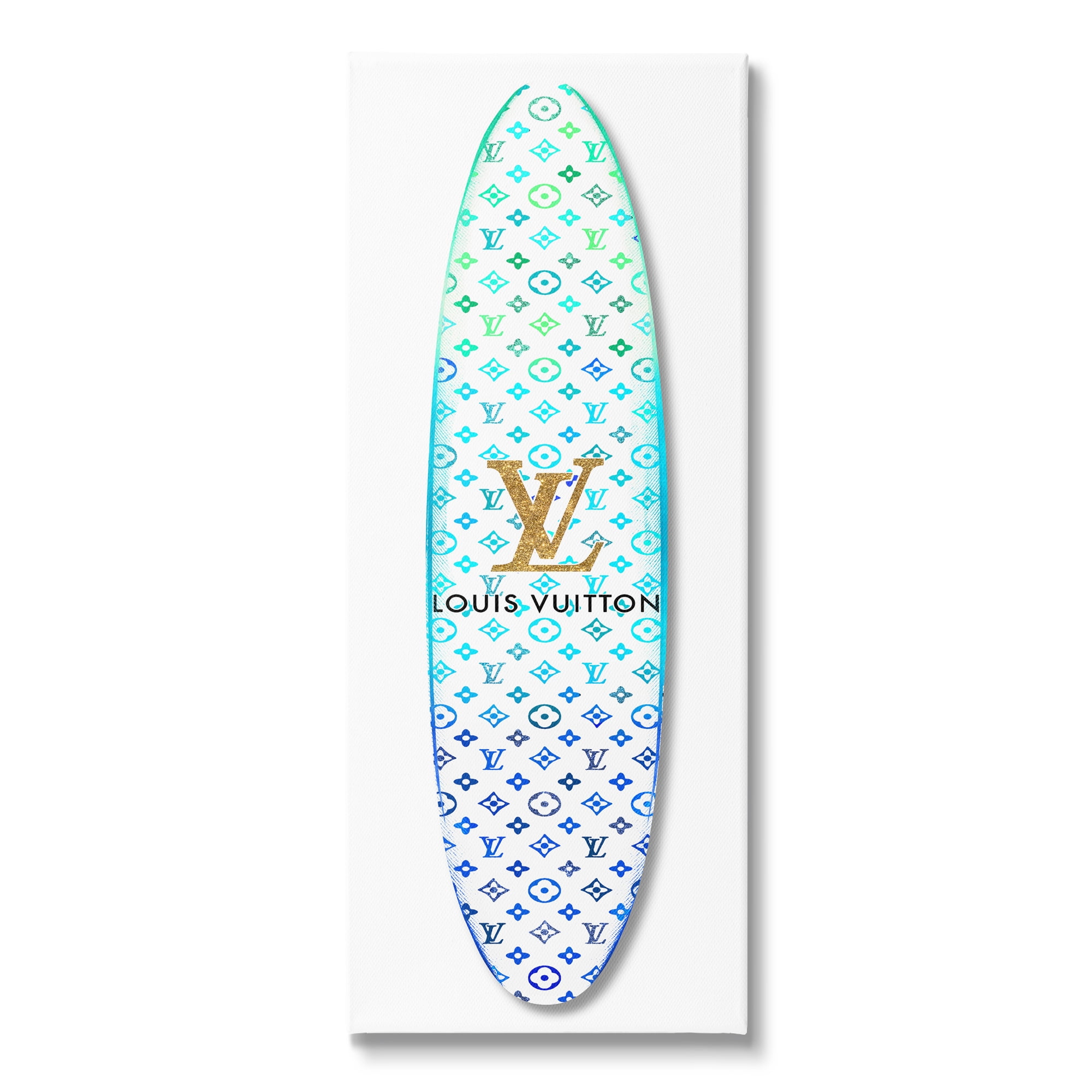 Stupell Fashion Glam Surfboard Aqua Blue Designer Pattern Canvas Wall Art, 20 x 48, Design by Madeline Blake