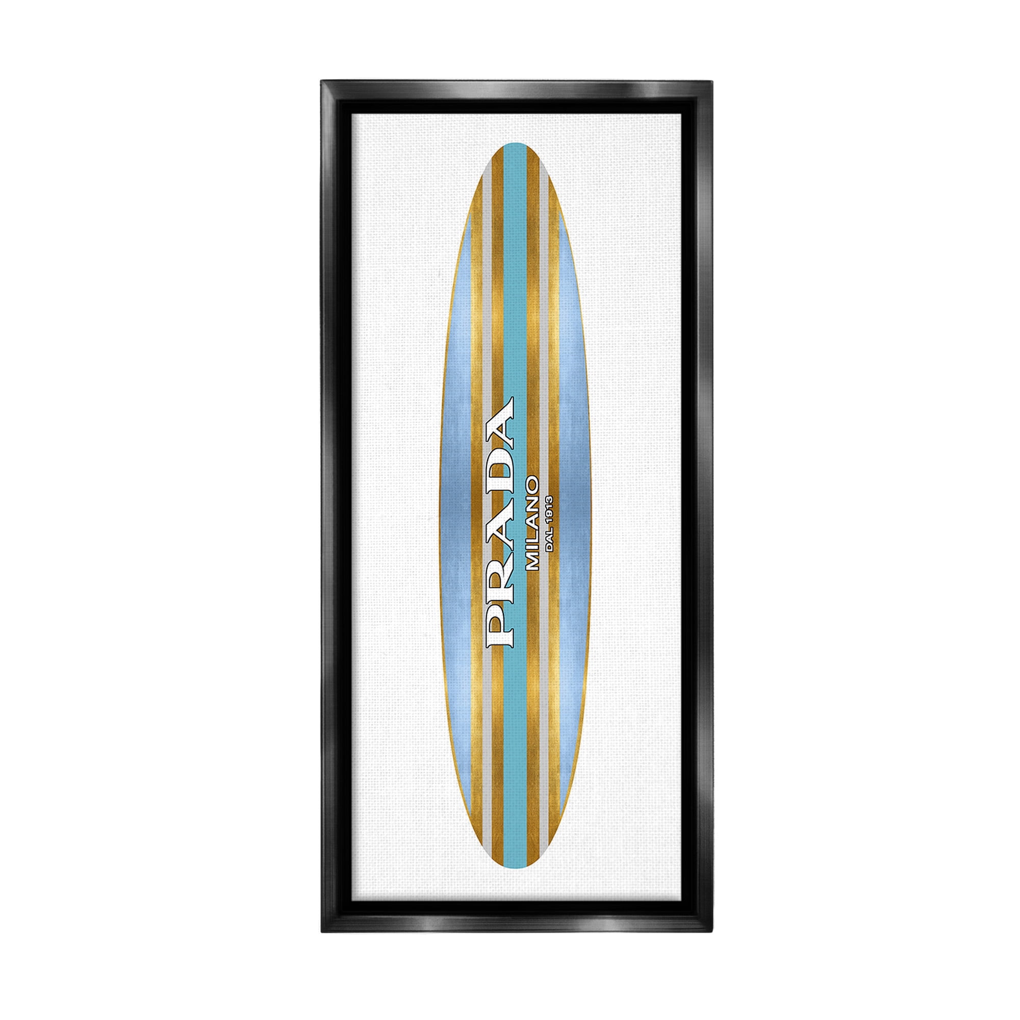 Stupell Industries Fashion Glam Surfboard Nature Painting Black Floater Framed Canvas Art Print Wall Art, 11 x 25