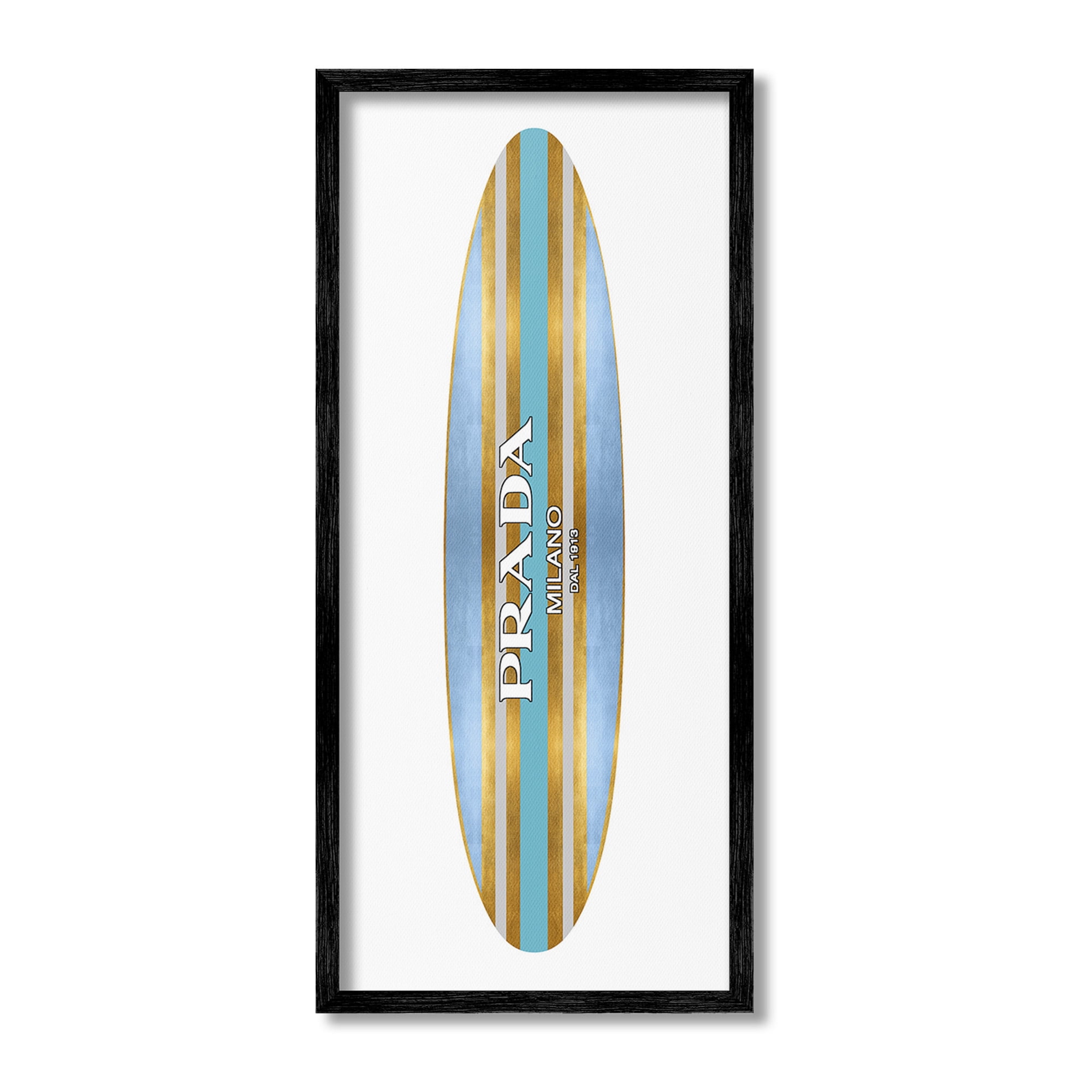 Stupell Industries Fashion Glam Surfboard Nature Painting Black Framed Art Print Wall Art, 13 x 30