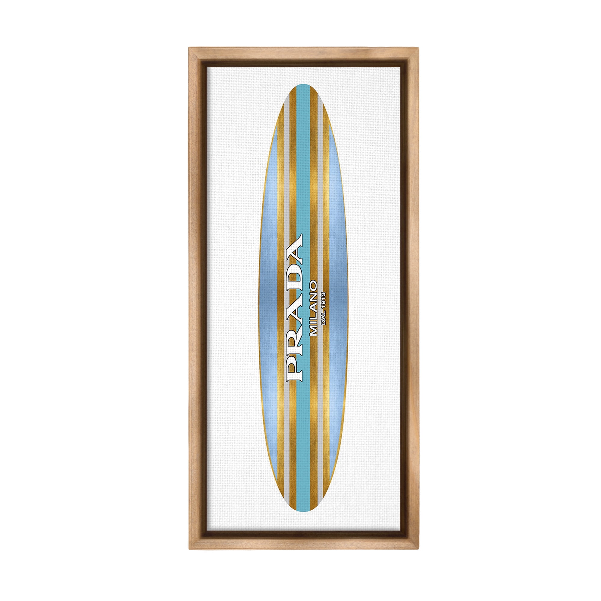 Stupell Industries Fashion Glam Surfboard Nature Painting Brown Floater Framed Canvas Art Print Wall Art, 14 x 31