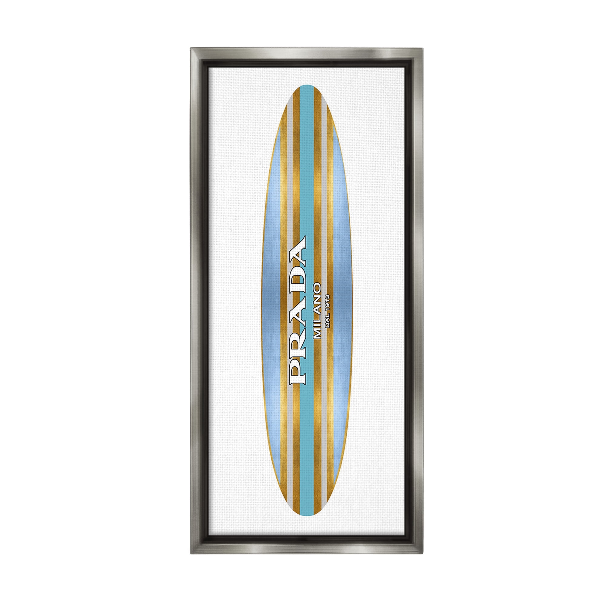 Stupell Industries Fashion Glam Surfboard Nature Painting Gray Floater Framed Canvas Art Print Wall Art, 11 x 25