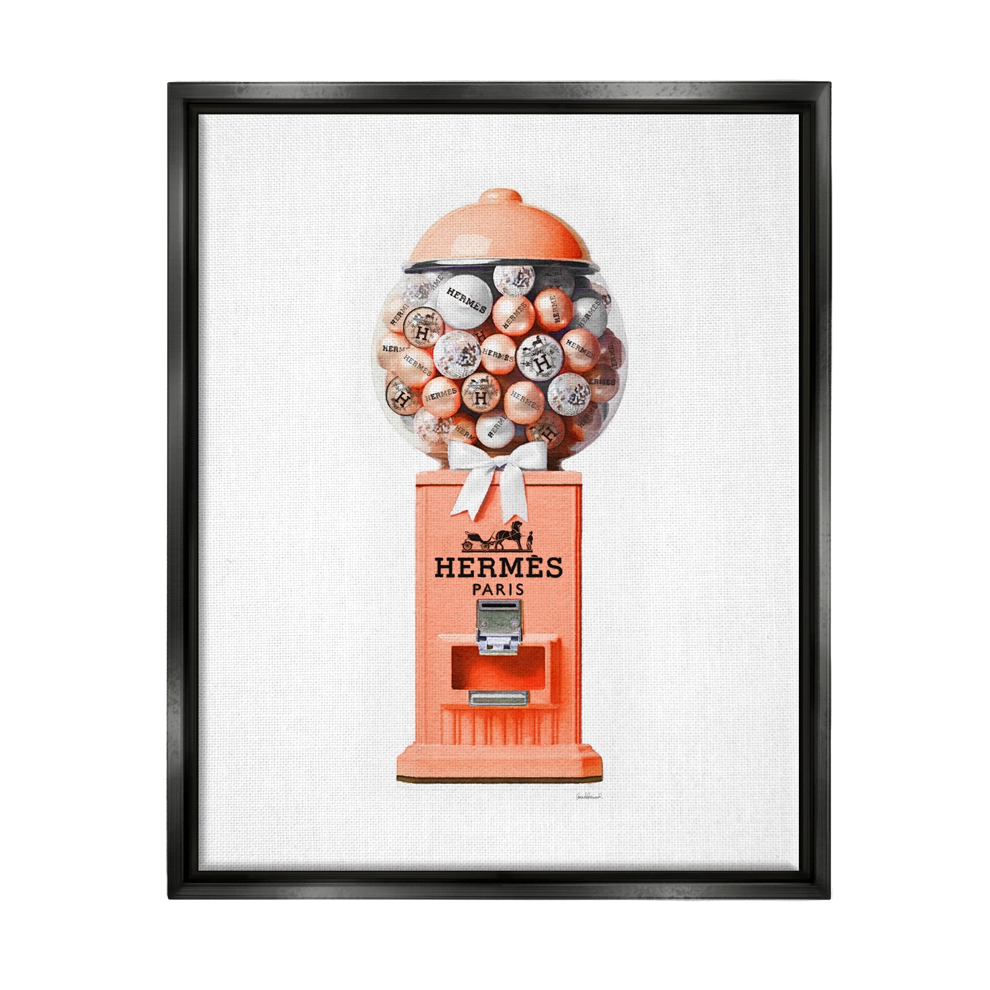 Stupell Industries Fashion Gumball Dispenser Beauty & Fashion Painting Black Floater Framed Canvas Art Print Wall Art, 25 x 31