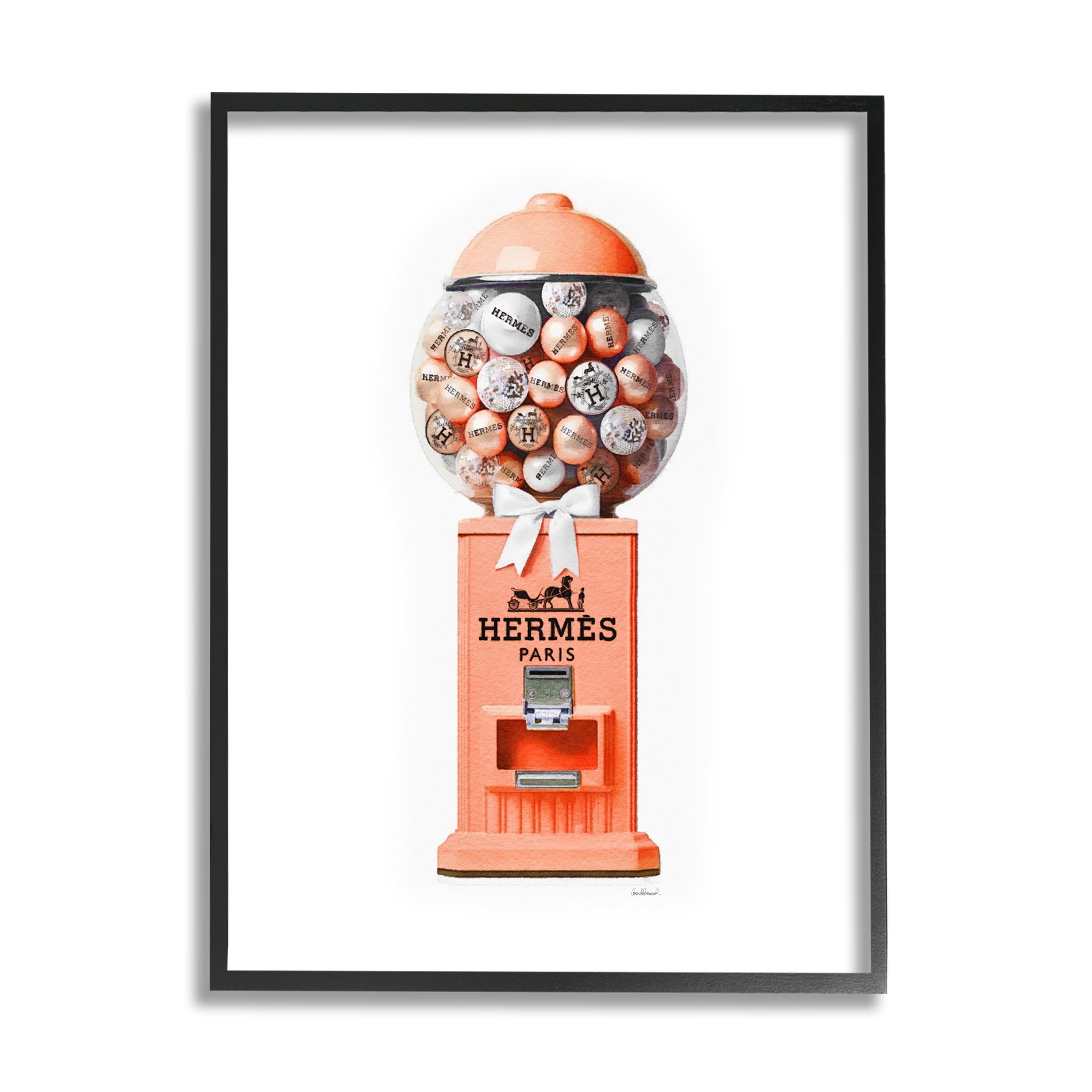 Stupell Industries Fashion Gumball Dispenser Beauty & Fashion Painting Black Framed Art Print Wall Art, 24 x 30