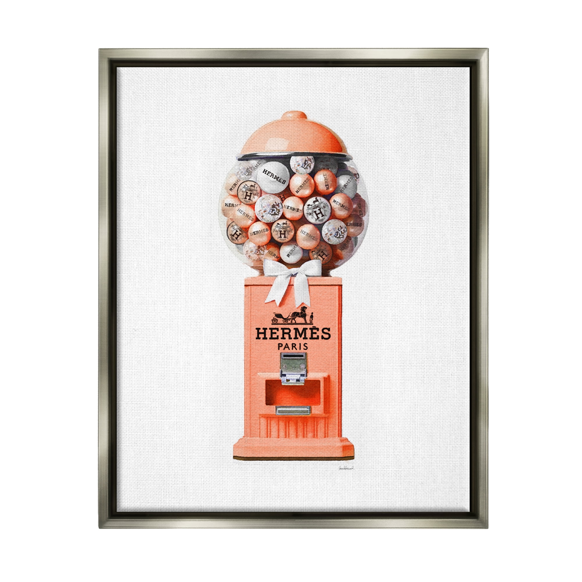 Stupell Industries Fashion Gumball Dispenser Beauty & Fashion Painting Gray Floater Framed Canvas Art Print Wall Art, 17 x 21