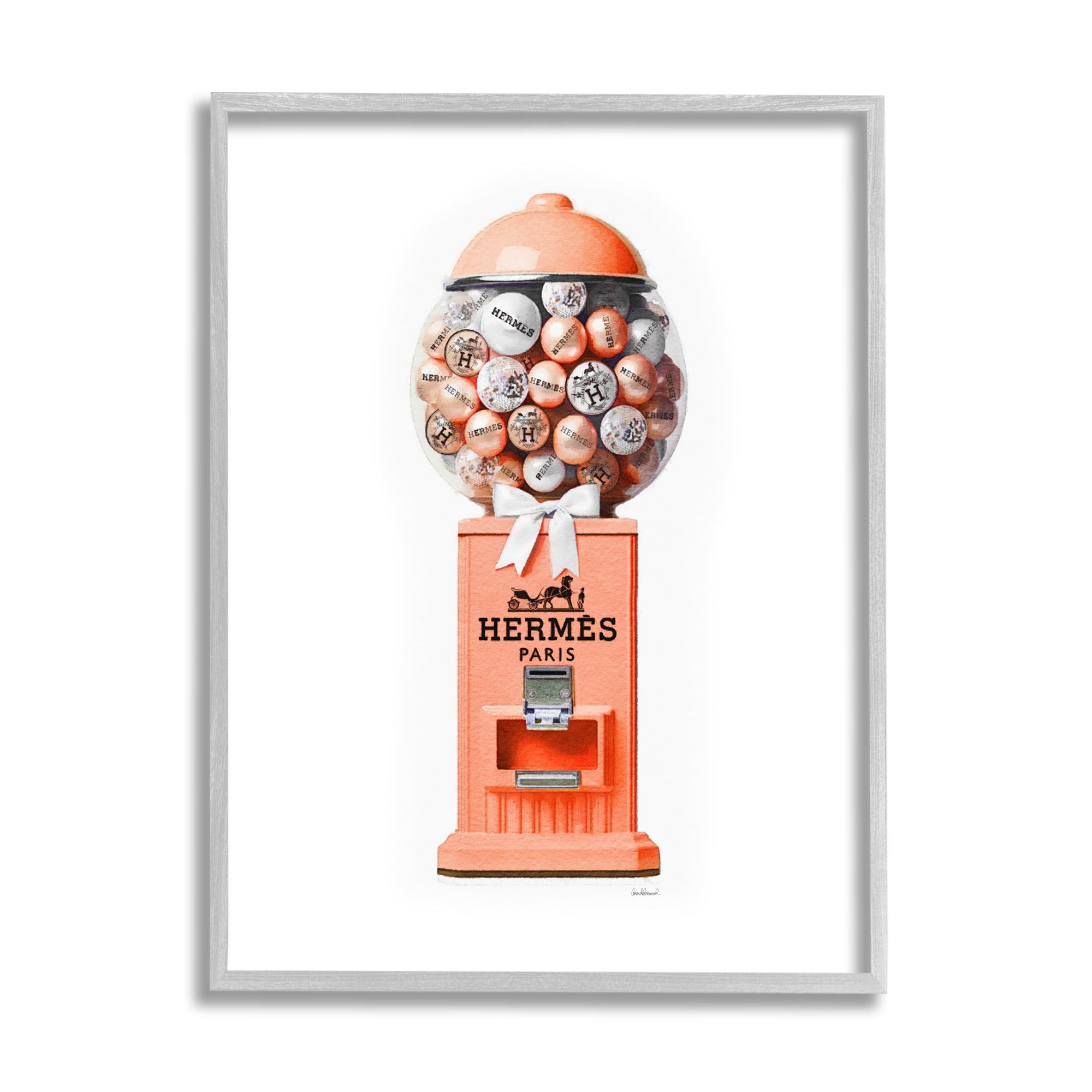 Stupell Industries Fashion Gumball Dispenser Beauty & Fashion Painting Gray Framed Art Print Wall Art, 24 x 30