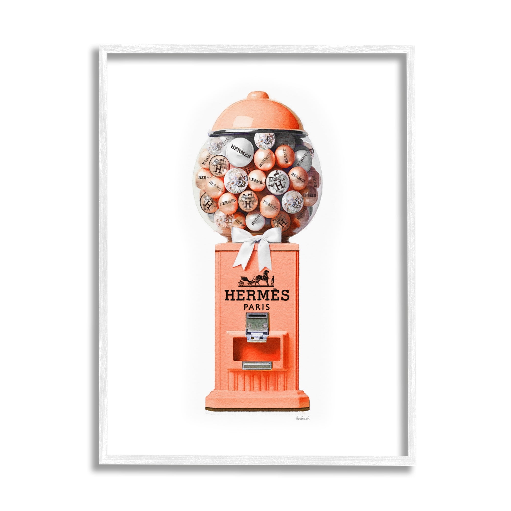 Stupell Industries Fashion Gumball Dispenser Beauty & Fashion Painting White Framed Art Print Wall Art, 24 x 30