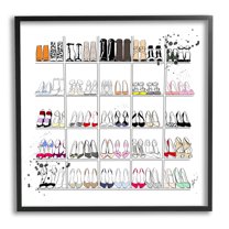 Stupell Industries Fashion Heels Glam Shopping Graphic Art Black Framed Art Print Wall Art, Design by Alison Petrie