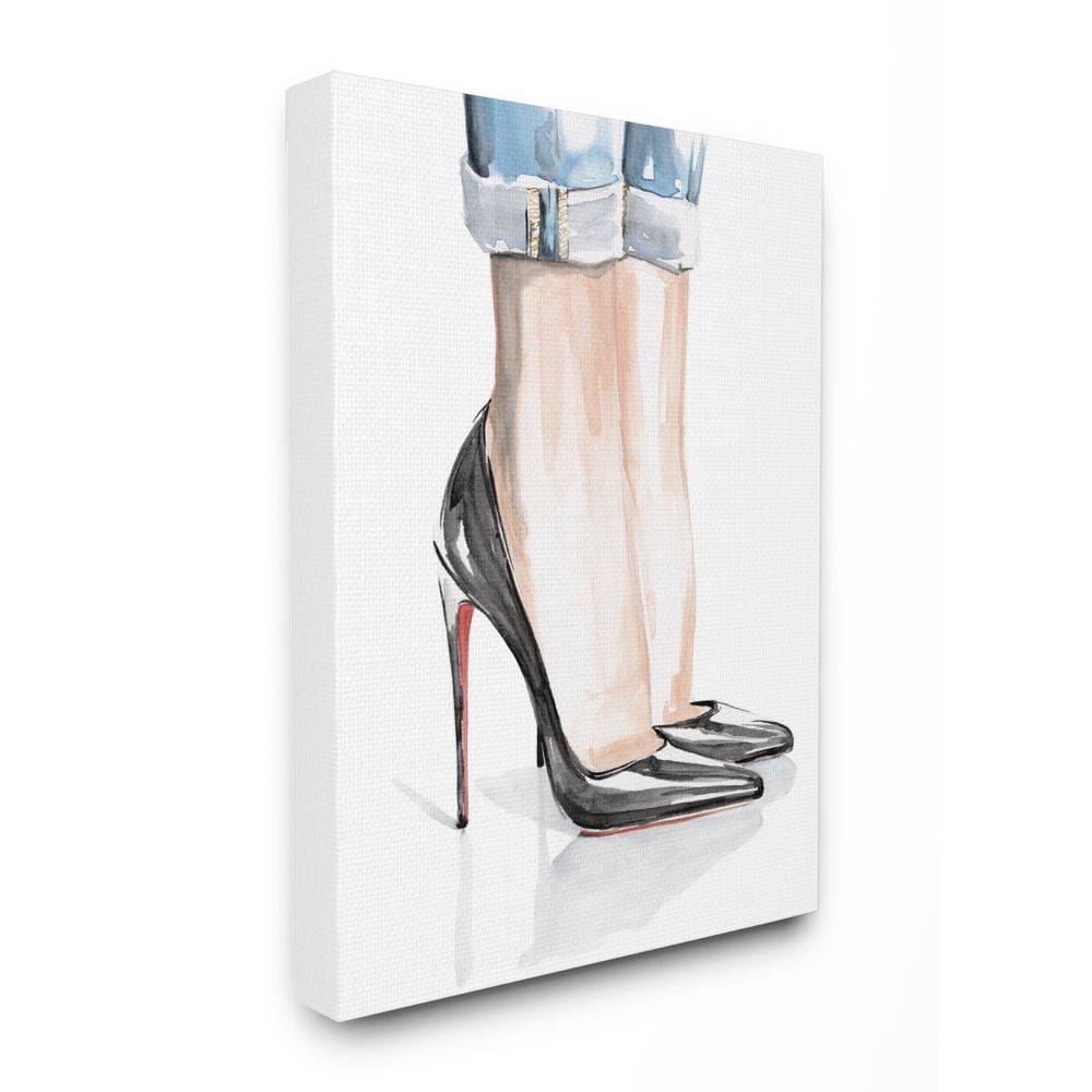 Stupell Industries Fashion Heels Women's Denim Cuff Watercolor Painting Canvas Wall Art Design by Jennifer Paxton Parker, 30" x 40"
