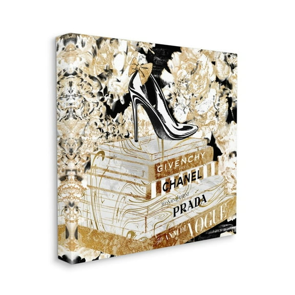Stupell Industries Fashion Heels and Books Black Gold Designer Details Canvas Wall Art Design by Ziwei Li, 36" x 36"