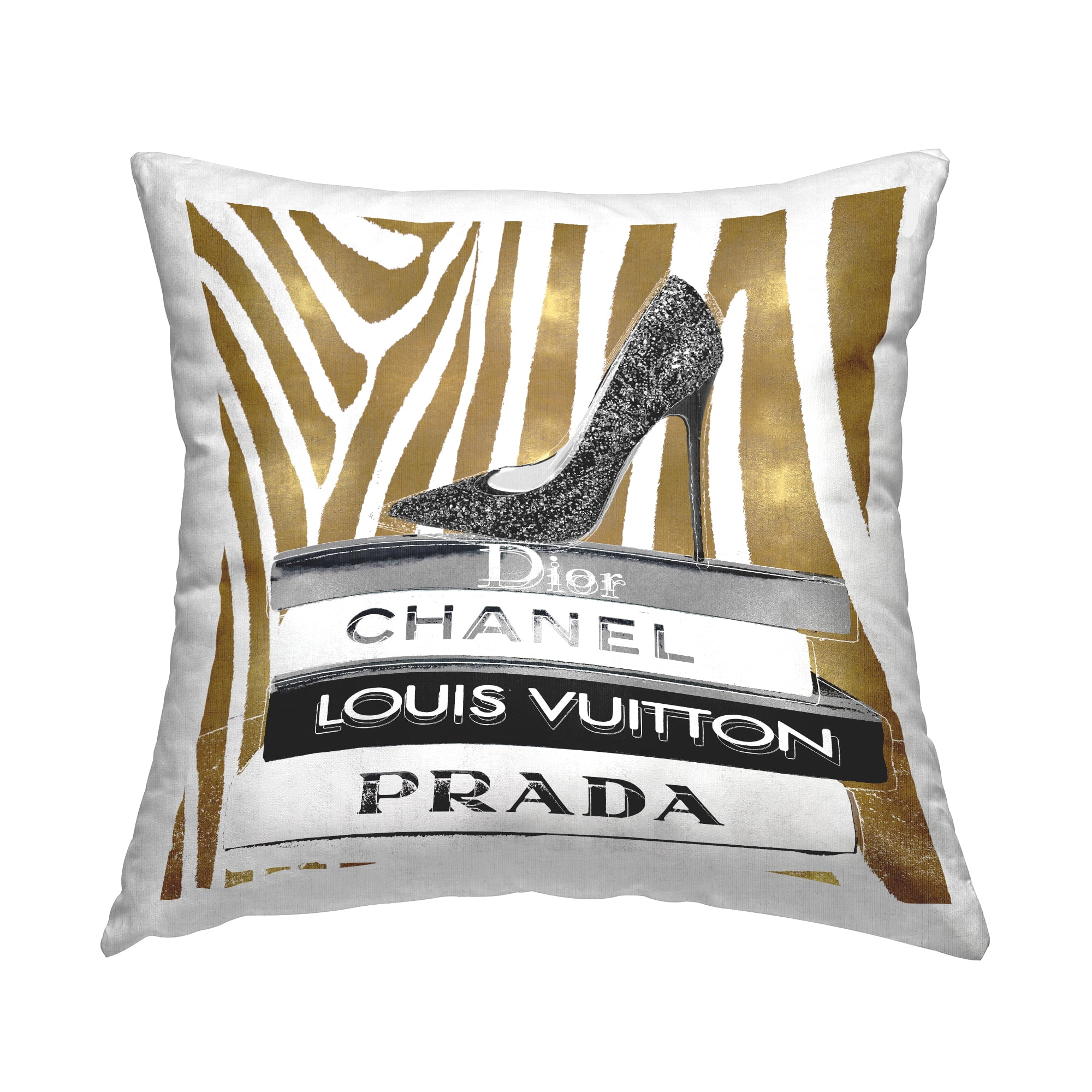Stupell Industries Fashion High Heel Bookstack Glam Gold Zebra Print  Black,18 x 7 x 18 Decorative Pillows 