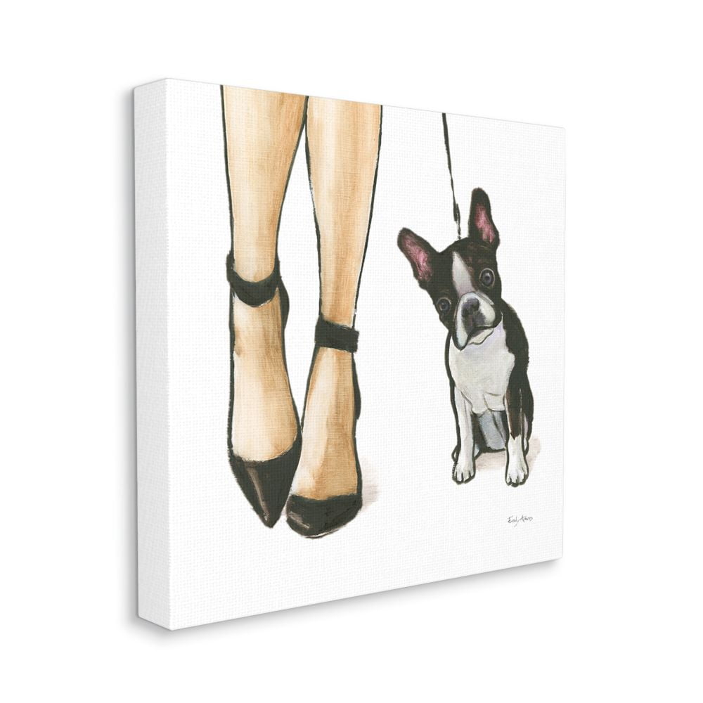 Stupell Industries Fashion High Heels Dog Walk Black White Artwork Canvas Wall Art Design by Emily Adams, 24" x 24"