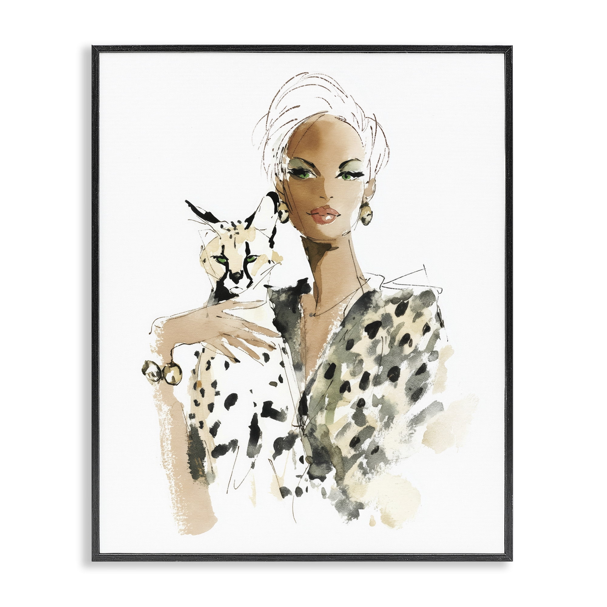 Stupell Industries Fashion Hunt Elegant Woman Black Framed Giclee Art, design by Svetlana Aleynikova