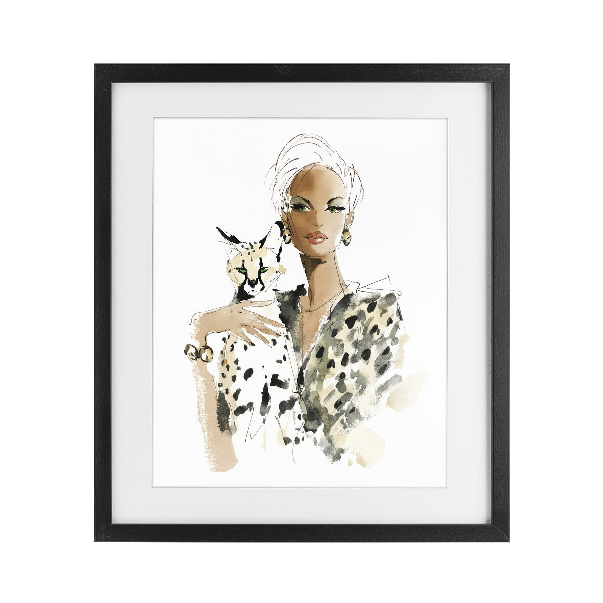 Stupell Industries Fashion Hunt Elegant Woman Black Framed Print Under Glass, design by Svetlana Aleynikova