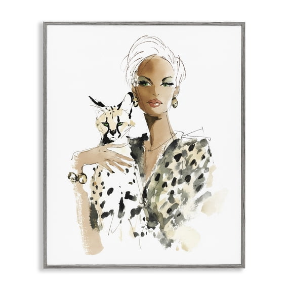 Stupell Industries Glam Fashion Hunt Elegant Woman Gray Framed Giclee Art, 24 x 30, by Svetlana Aleynikova