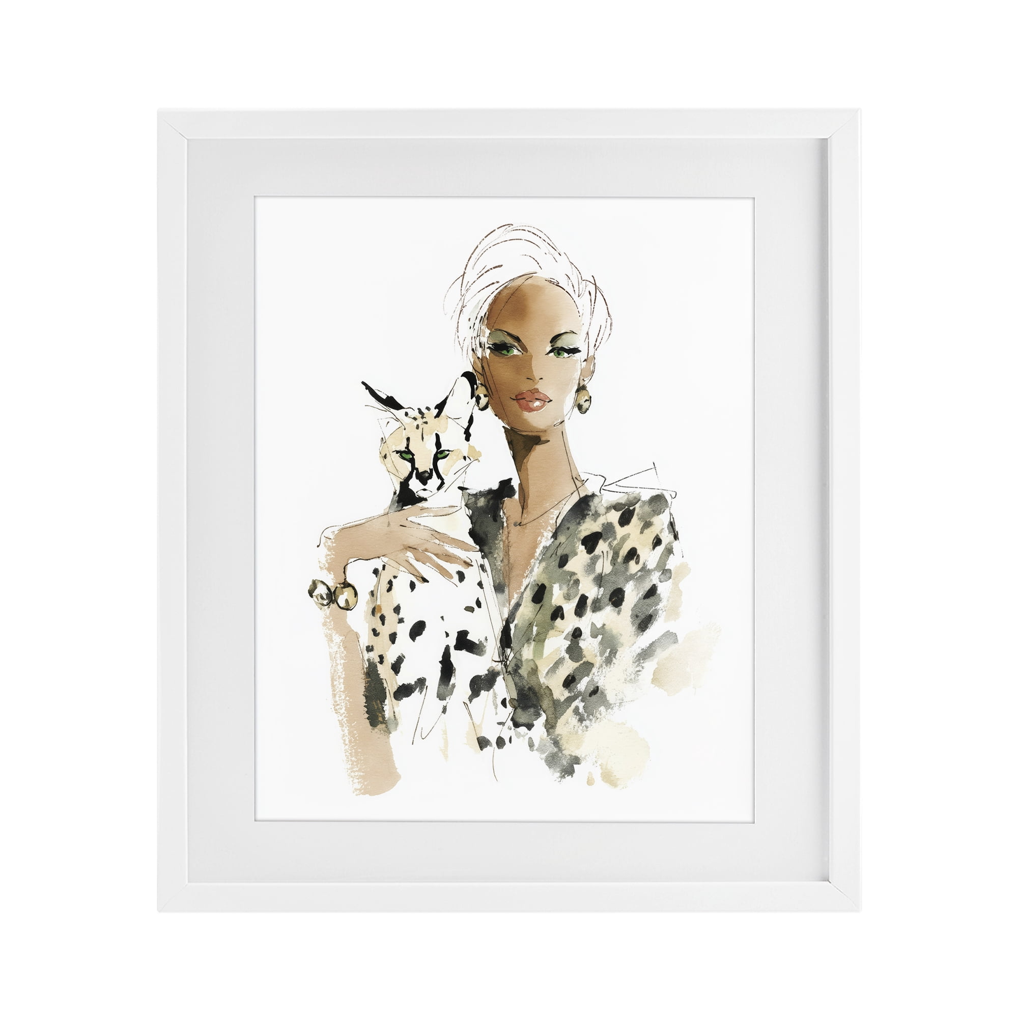 Stupell Industries Fashion Hunt Elegant Woman White Framed Print Under Glass, design by Svetlana Aleynikova