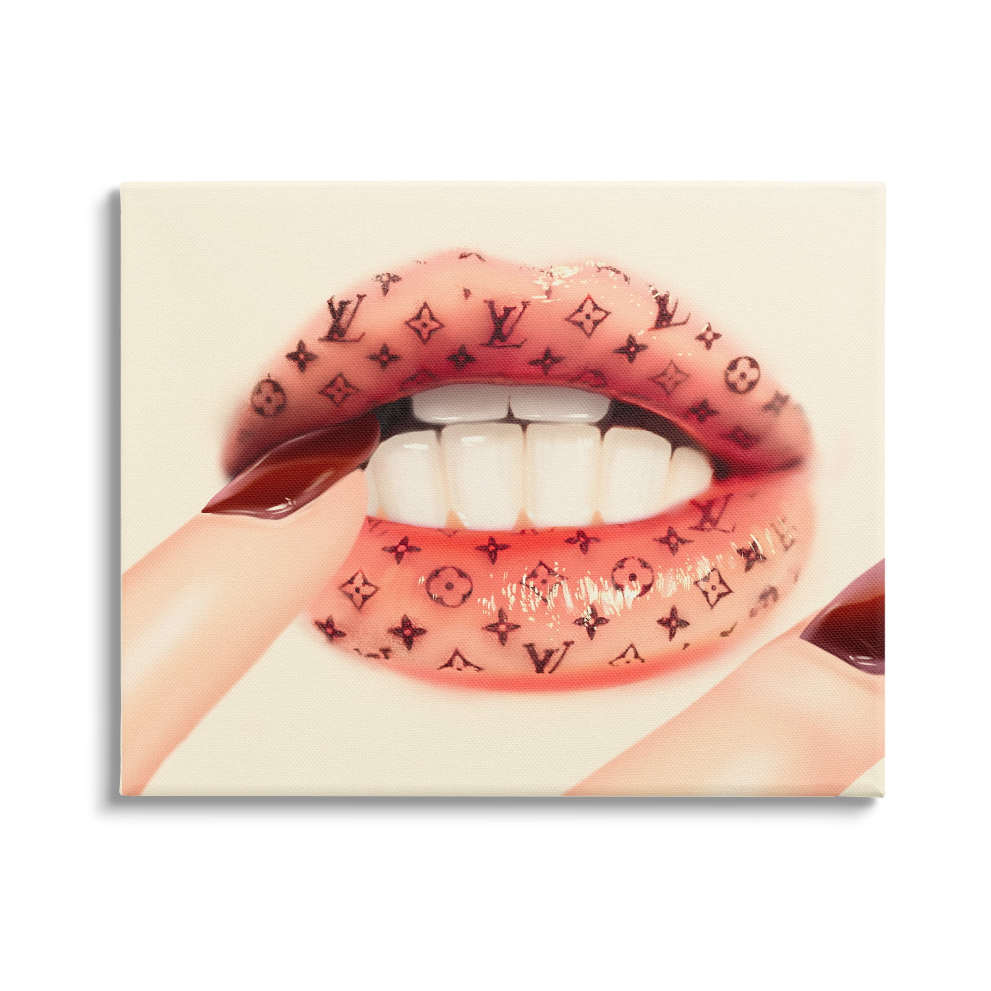 Stupell Industries Fashion Icon Lips Fingernail Bite Glam Pattern Graphic Art Gallery Wrapped Canvas Print Wall Art, 48x36, By Ziwei Li