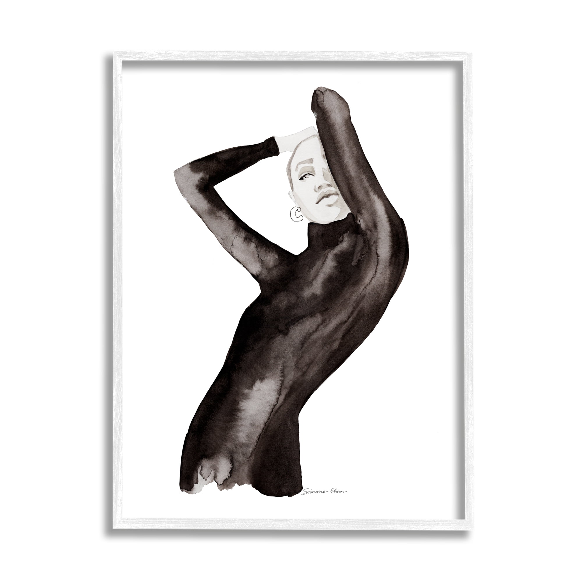 Stupell Industries Fashion Illustration Girl Beauty & Fashion Painting White Framed Art Print Wall Art, 16 x 20
