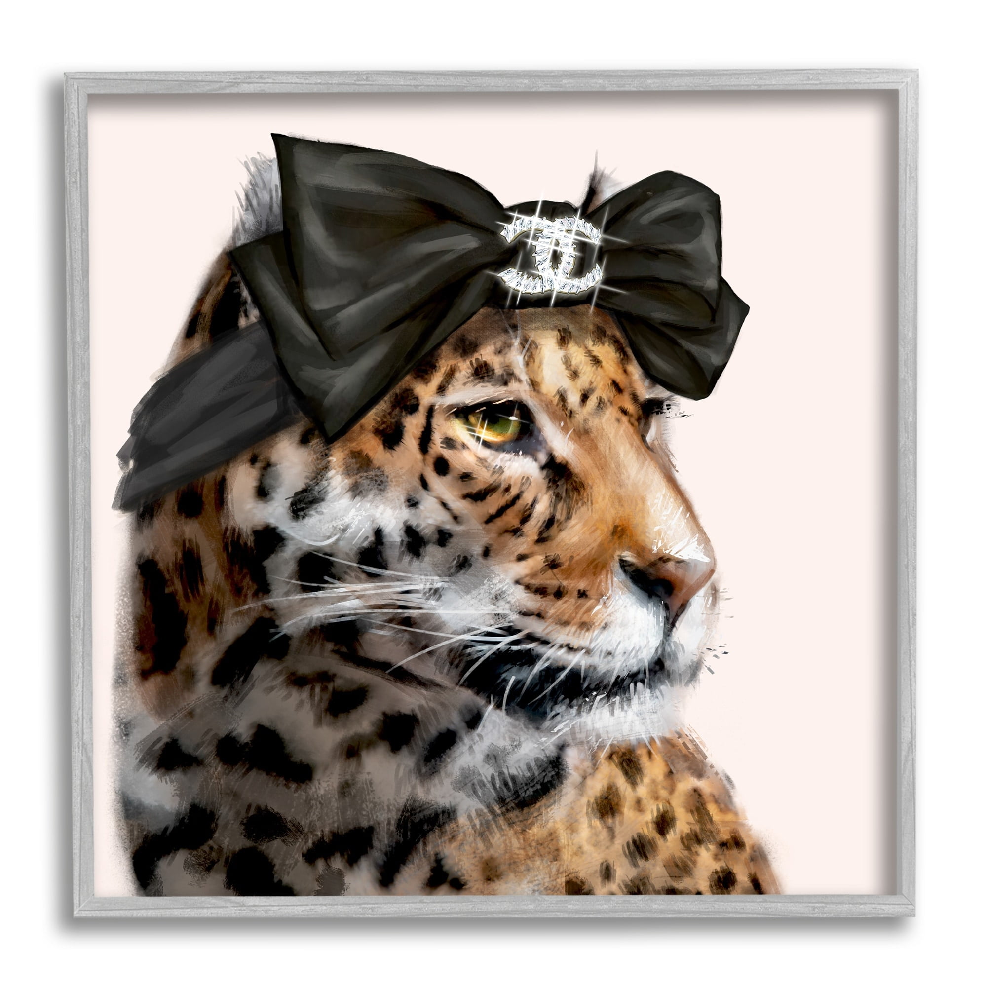 Stupell Industries Fashion Leopard Chic Animal Black Bow Glam, 17 x 17, Design by Ziwei Li