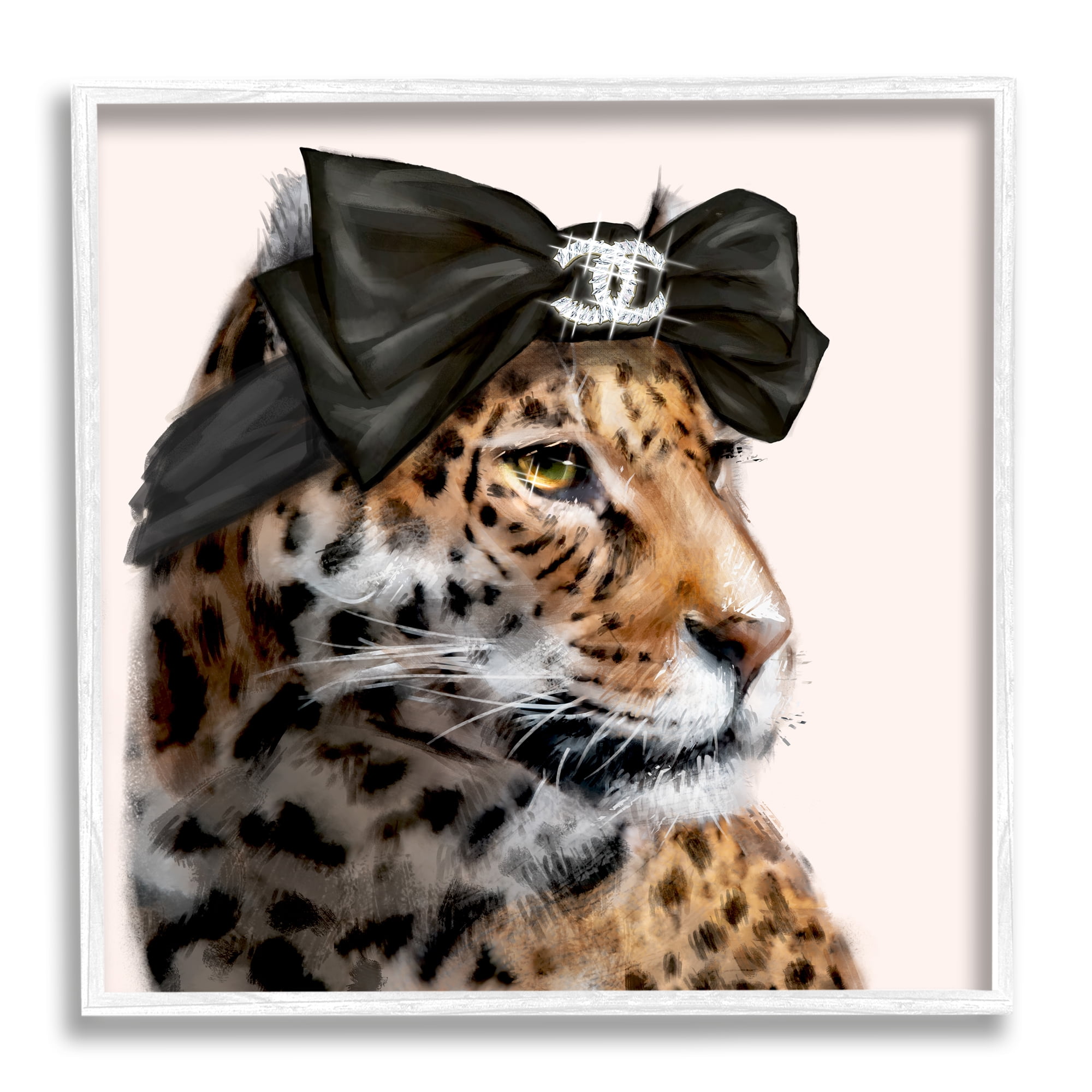 Stupell Industries Fashion Leopard Chic Animal Black Bow Glam, 17 x 17, Design by Ziwei Li