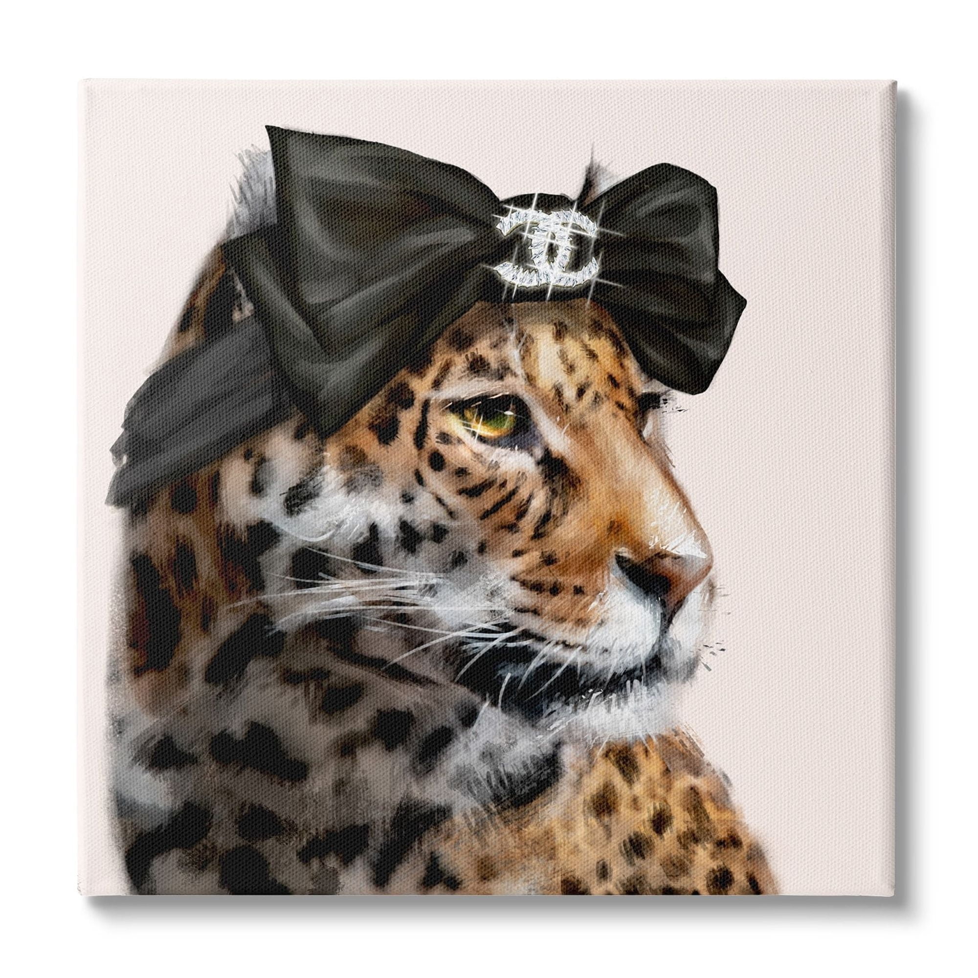 Stupell Industries Fashion Leopard Chic Animal Black Bow Glam, 24 x 24, Design by Ziwei Li
