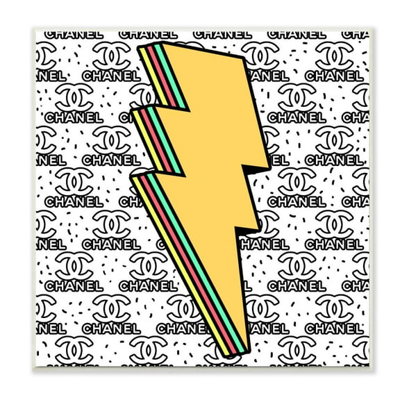 Stupell Industries Fashion Lightning Bolt Symbol over Glam Pattern Designed by Ziwei Li