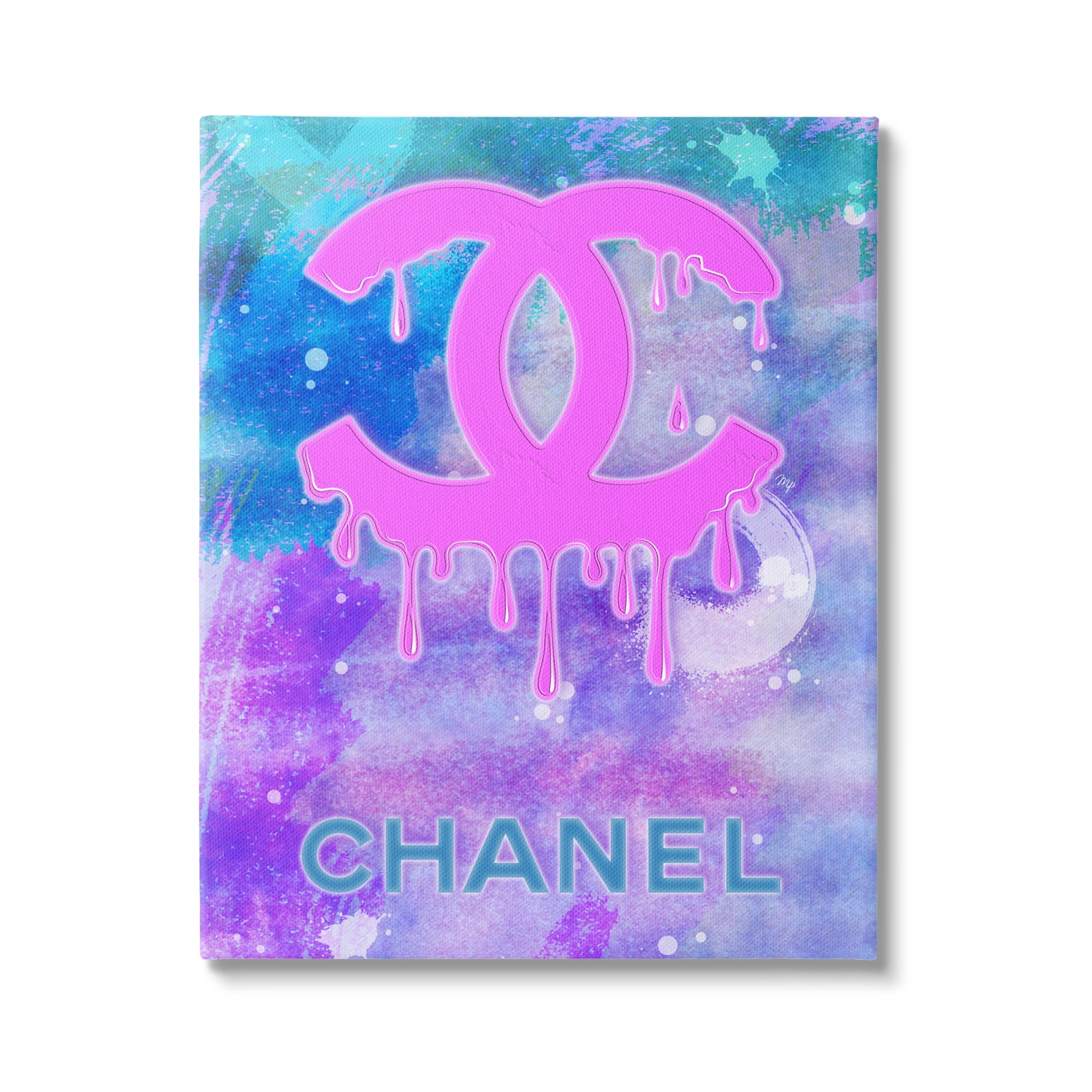Stupell Industries Fashion Logo Modern Drip Abstract Painting Gallery Wrapped Canvas Print Wall Art, 16 x 20