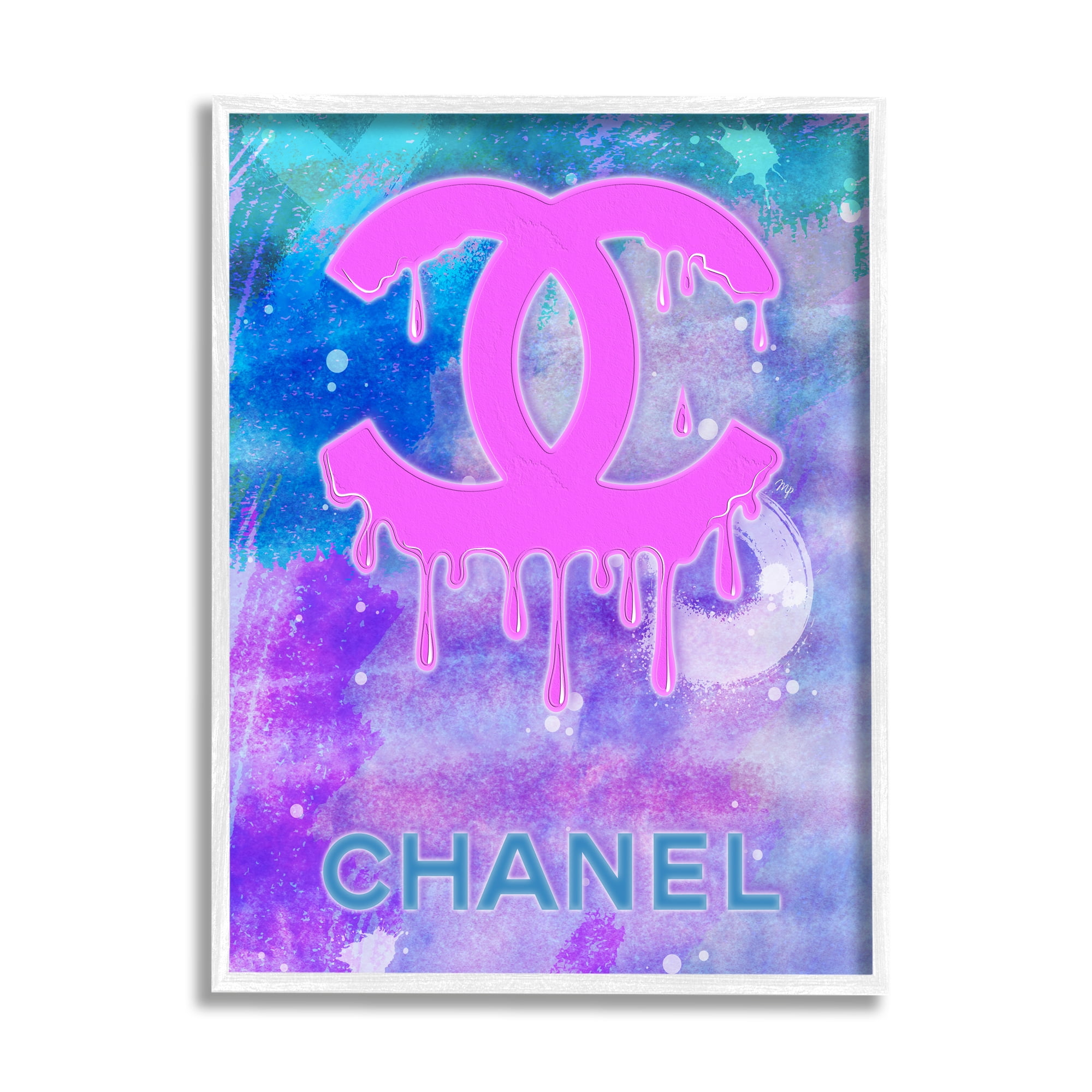 Stupell Industries Fashion Logo Modern Drip Abstract Painting White Framed Art Print Wall Art, 11 x 14