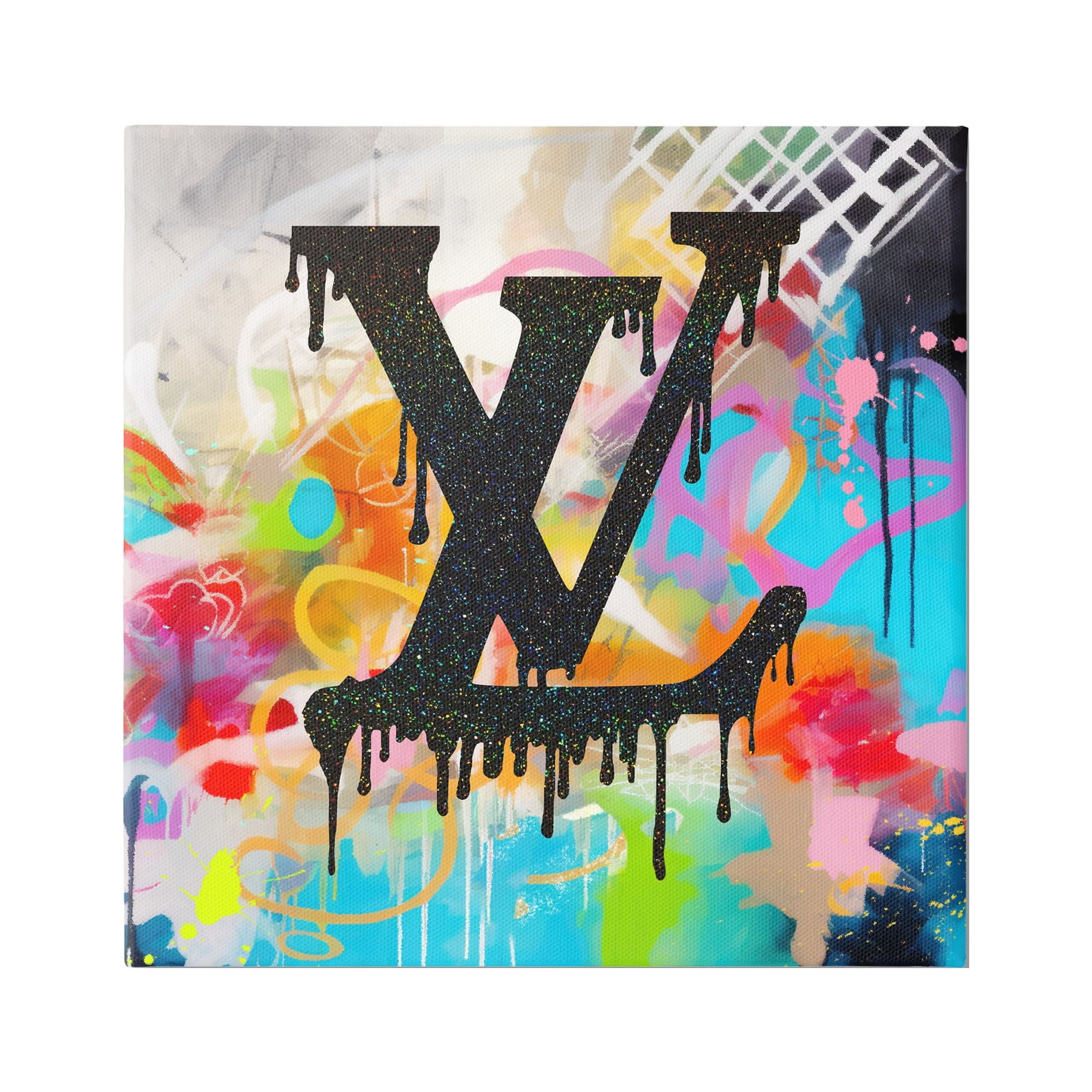 Stupell Industries Fashion Logo on Graffiti Abstract Painting Gallery Wrapped Canvas Print Wall Art, 30 x 30