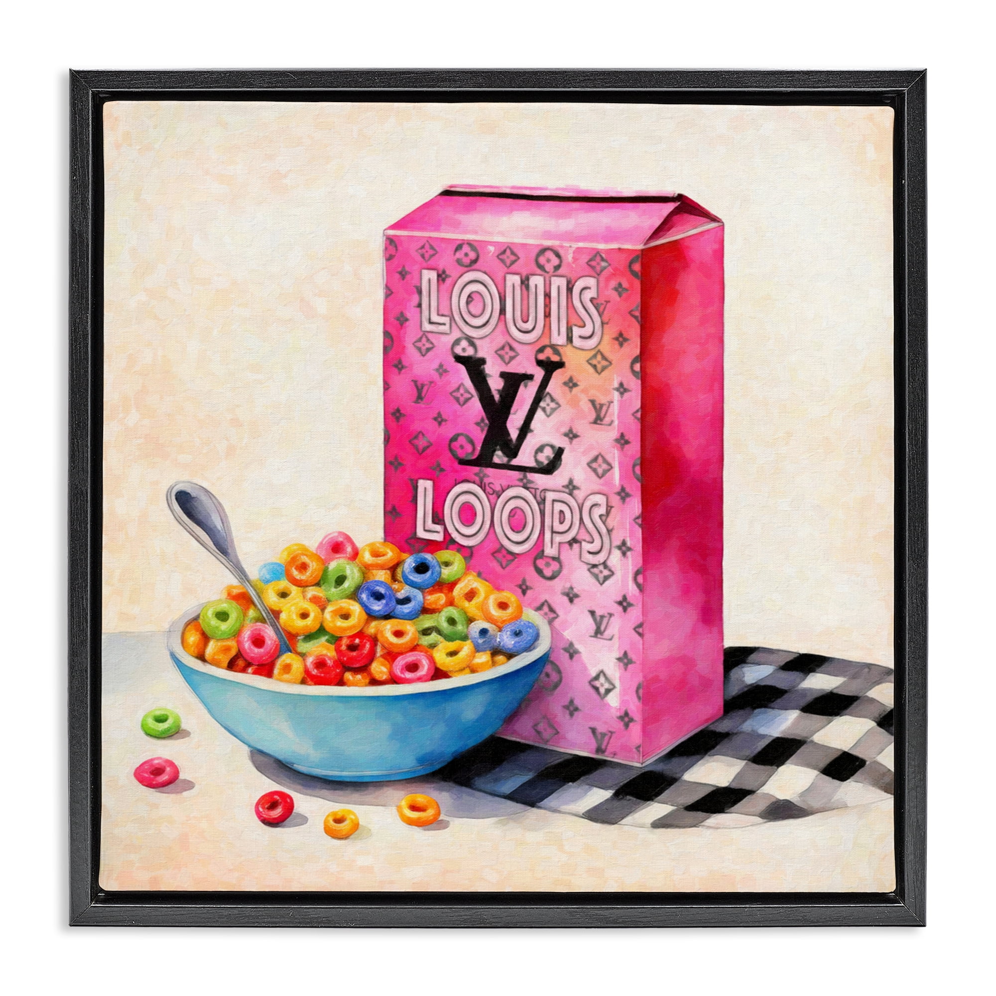 Stupell Industries Fashion Loops Cereal Black Framed Floater Canvas Wall Art, design by Grotto Studios