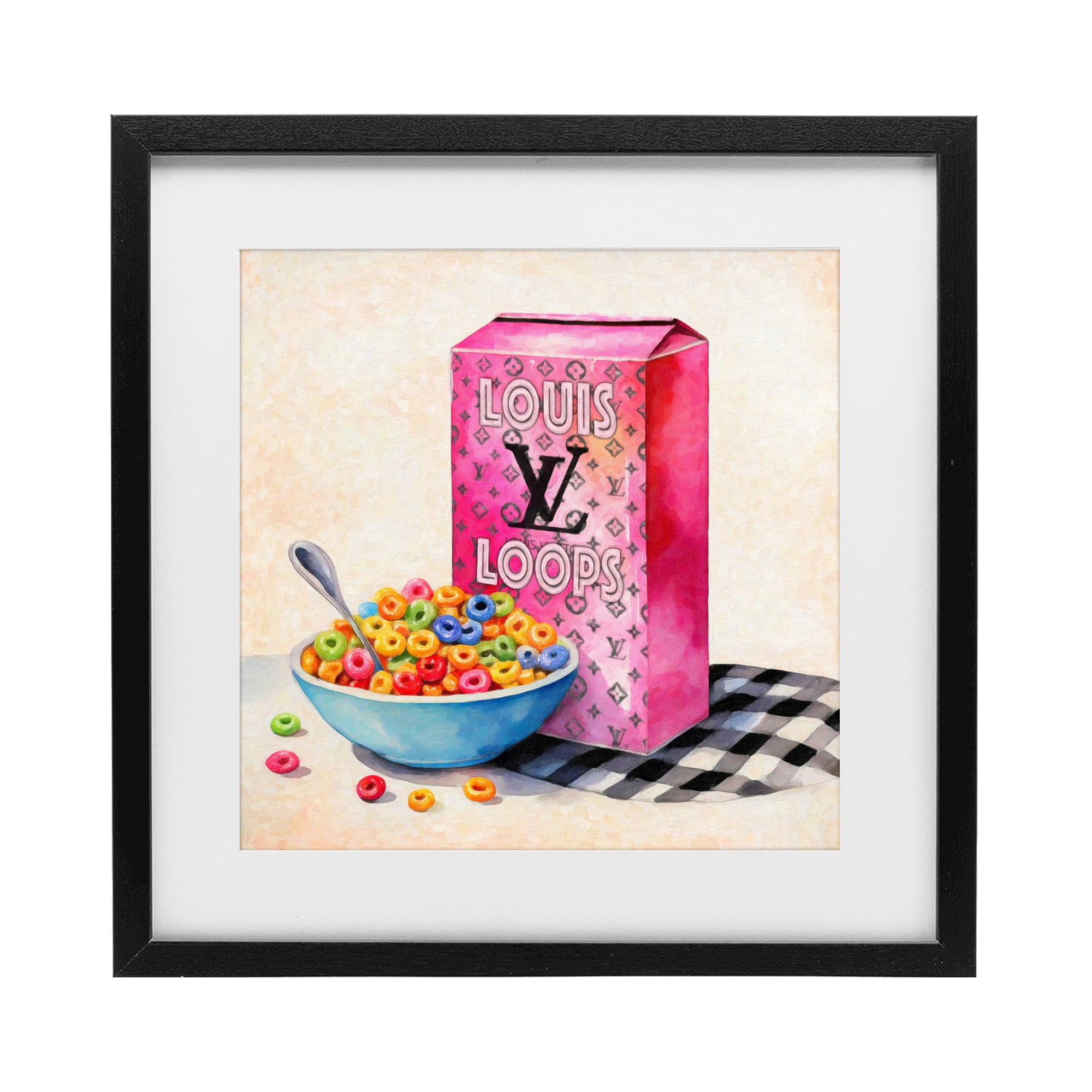 Stupell Industries Fashion Loops Cereal Black Framed Print Under Glass, design by Grotto Studios