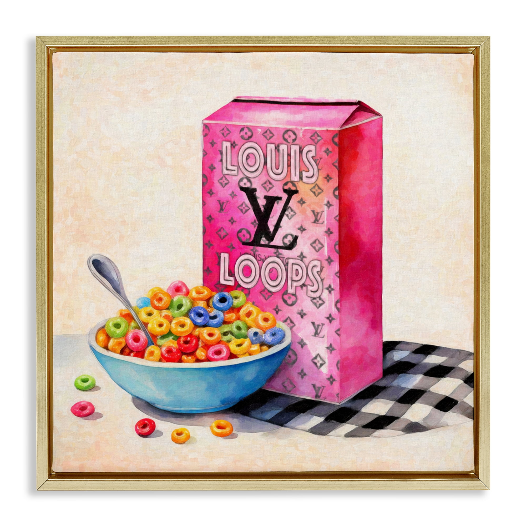 Stupell Industries Fashion Loops Cereal Gold Framed Floater Canvas Wall Art, design by Grotto Studios