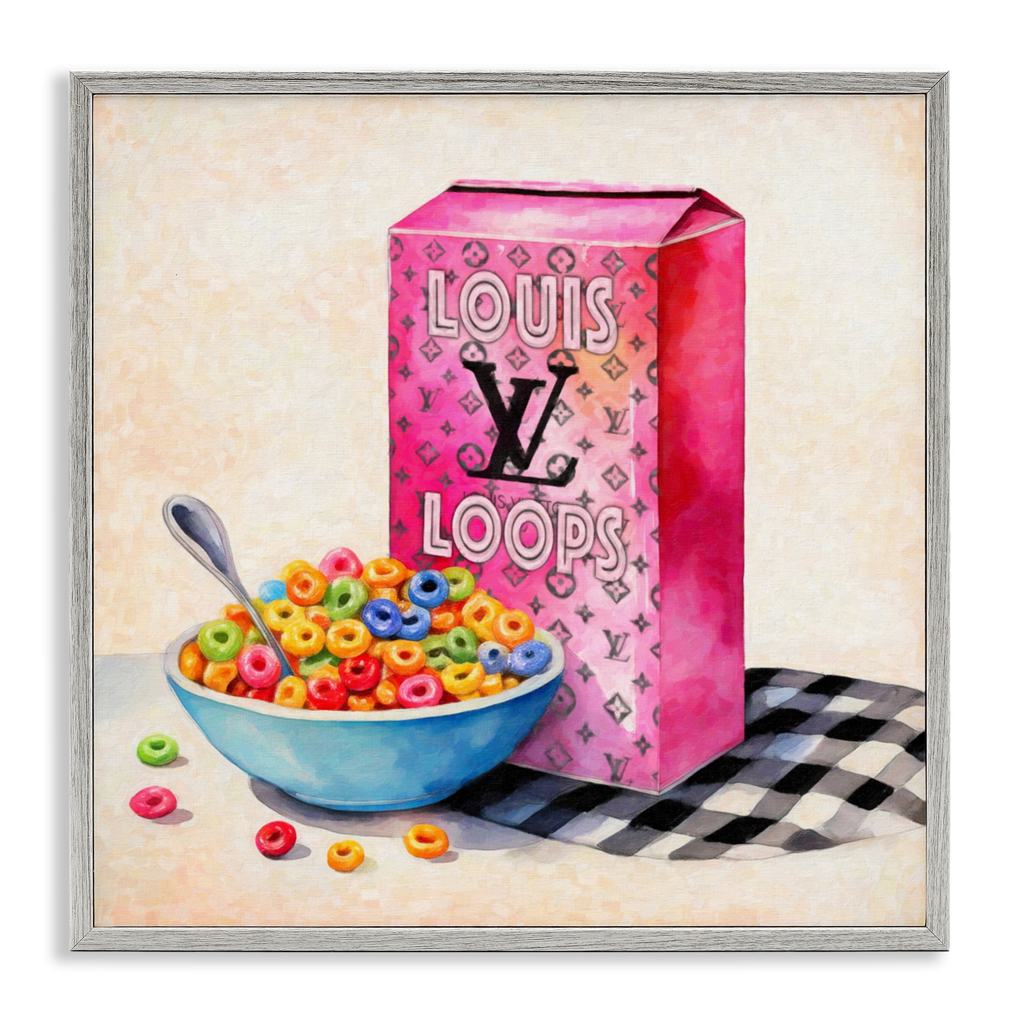 Stupell Industries Fashion Loops Cereal Gray Framed Giclee Art, design by Grotto Studios