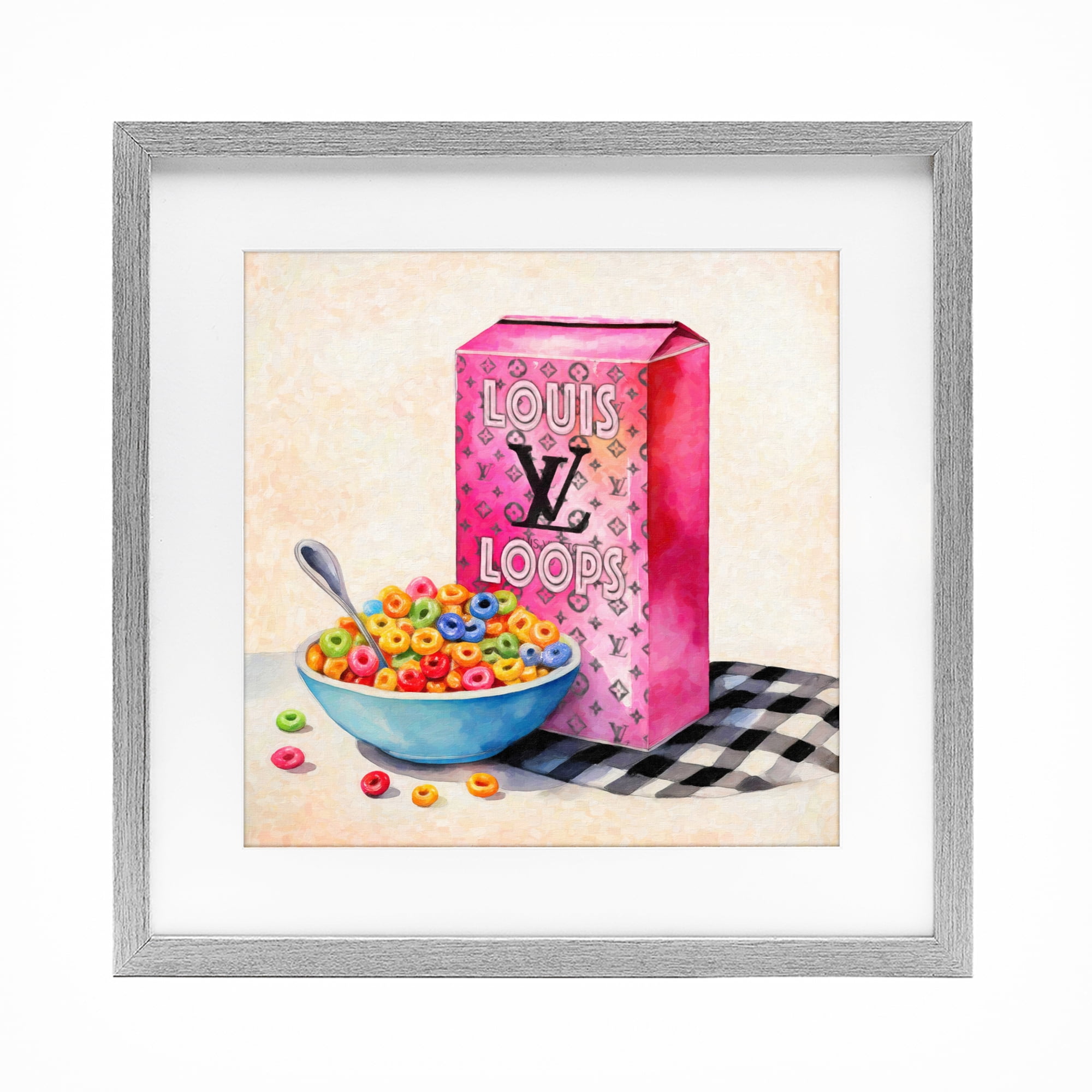 Stupell Industries Fashion Loops Cereal Gray Framed Print Under Glass, design by Grotto Studios