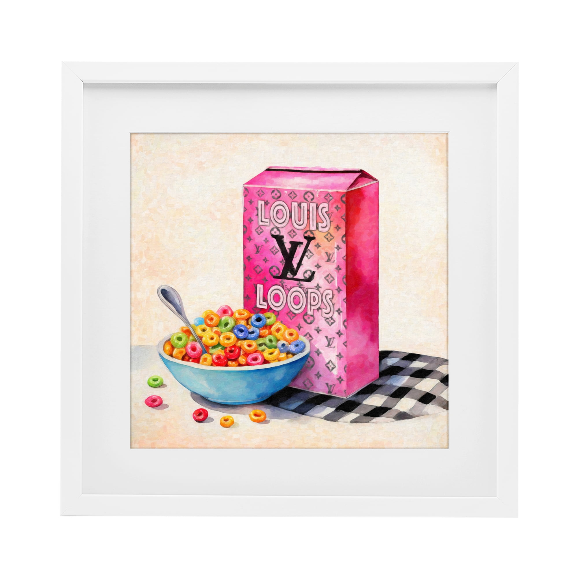 Stupell Industries Fashion Loops Cereal White Framed Print Under Glass, design by Grotto Studios
