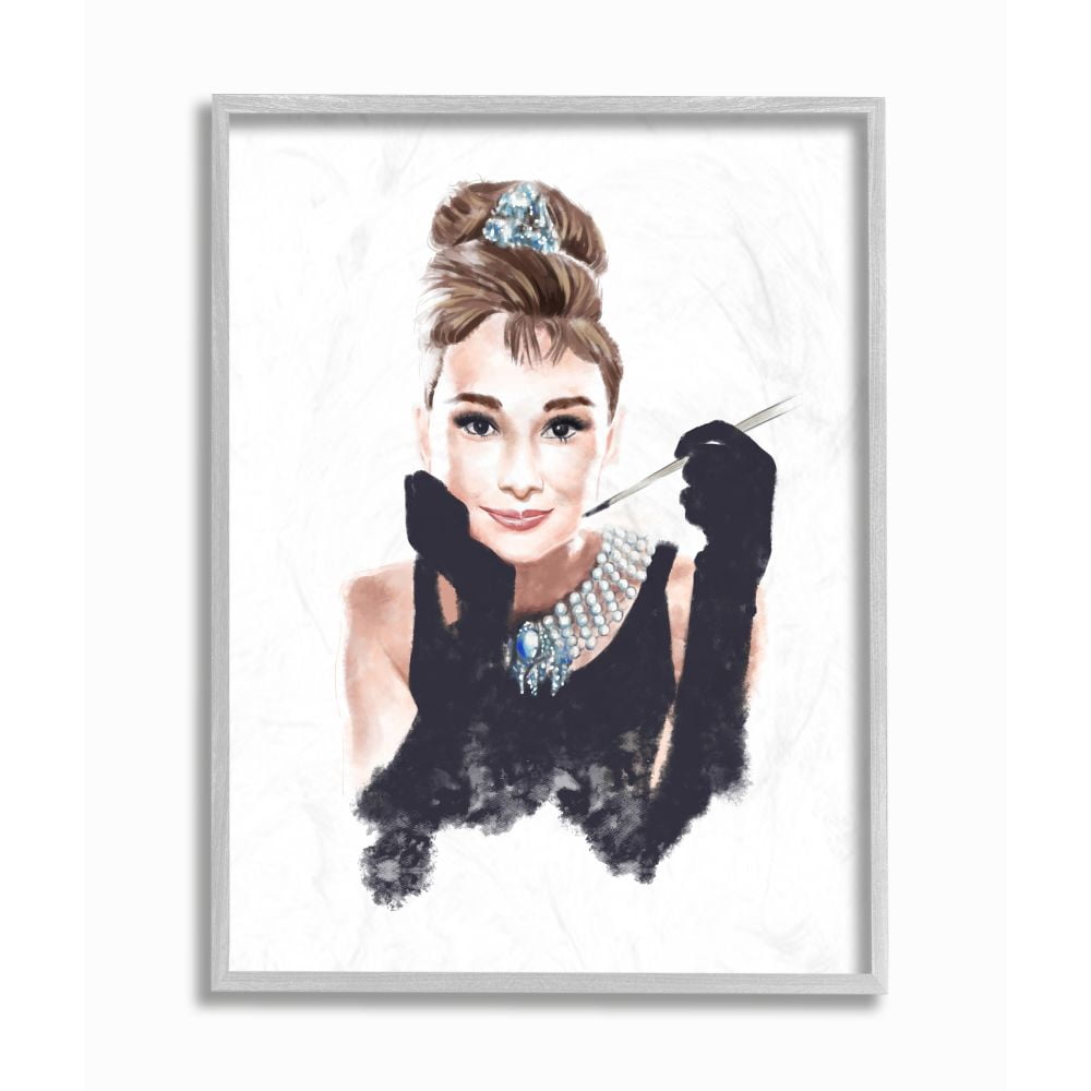 Stupell Industries Fashion Model Glam Girl Figure Painting Gray Framed Art Print Wall Art, 11x14, by Ziwei Li